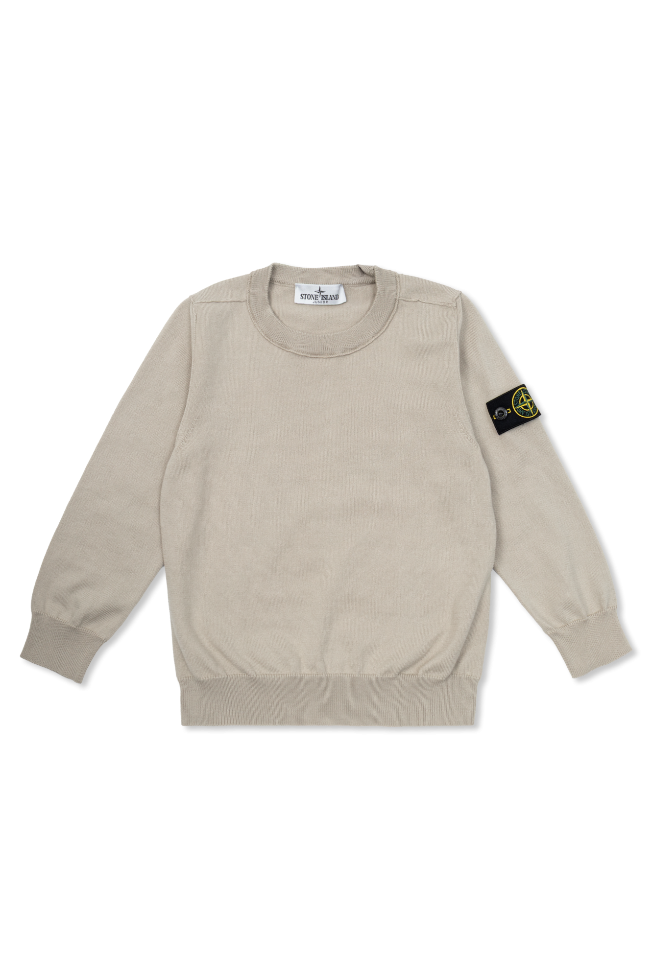 Stone Island Junior Sweter Z Naszywką Logo, Unisex, Beżowy