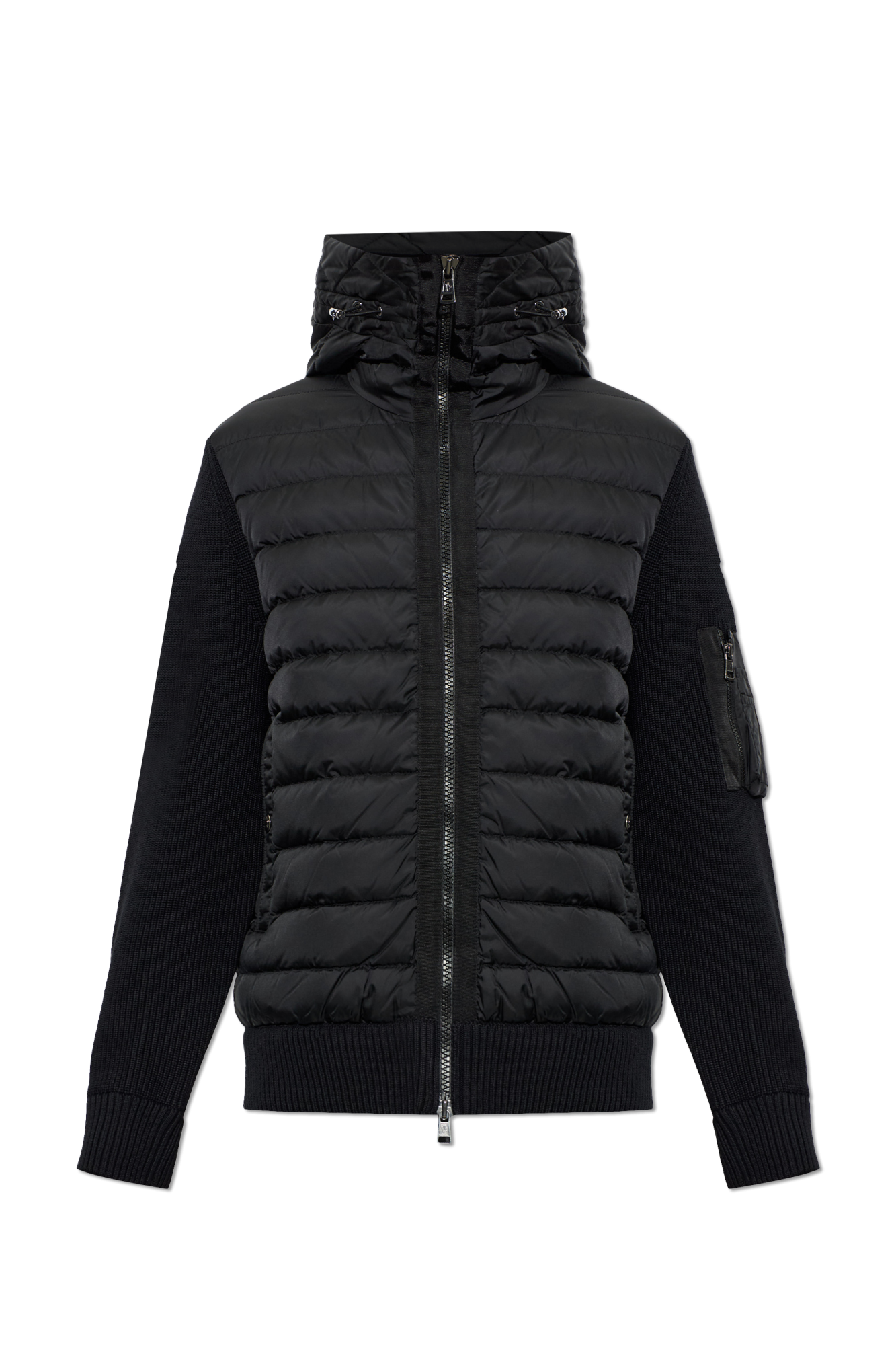 Moncler Kardigan Z Pikowanym Przodem, Mężczyźni, Czarny