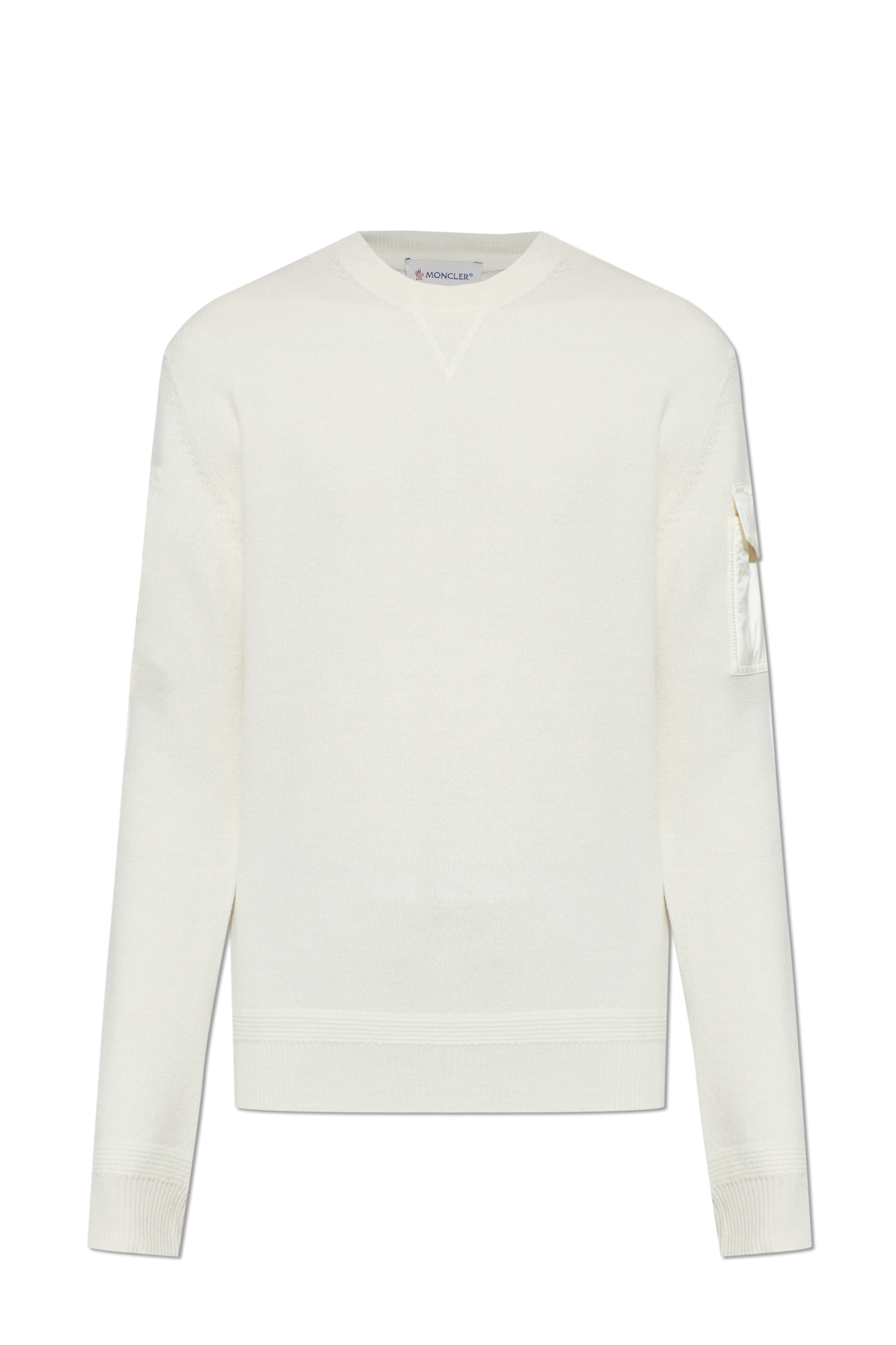Moncler Sweter Z Kieszenią Na Rękawie, Mężczyźni, Kremowy