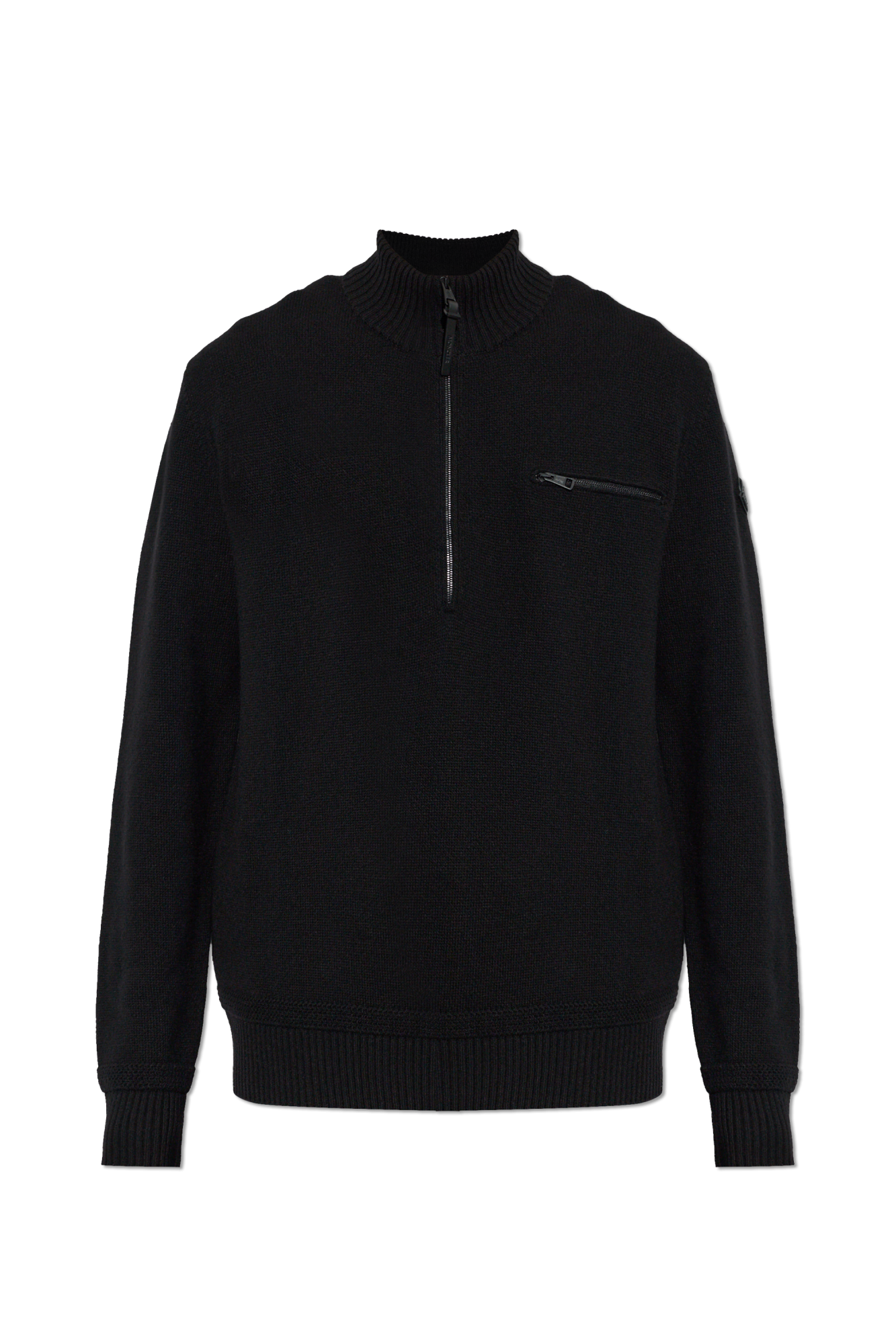 Moncler Wełniany Sweter  Z Kieszenią, Mężczyźni, Czarny