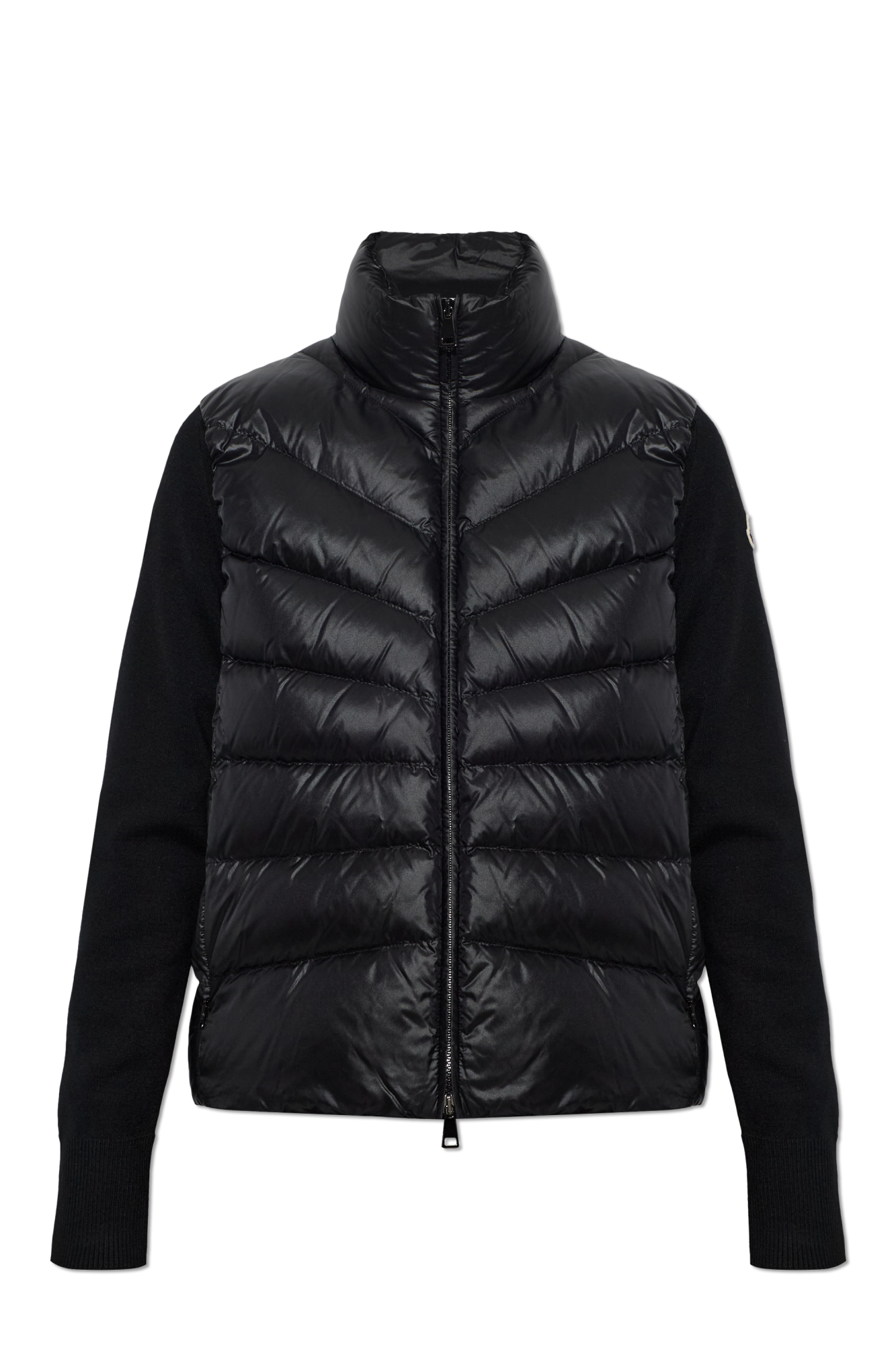 Moncler Kardigan Z łączonych Materiałów, Kobiety, Czarny