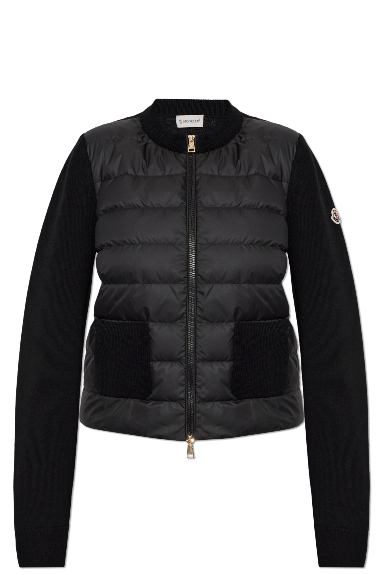 Moncler Kardigan Z Pikowanym Przodem, Kobiety, Czarny