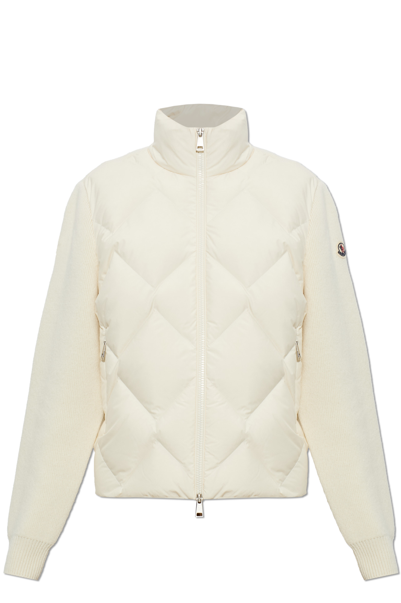 Moncler Kardigan Z Pikowanym Przodem, Kobiety, Kremowy