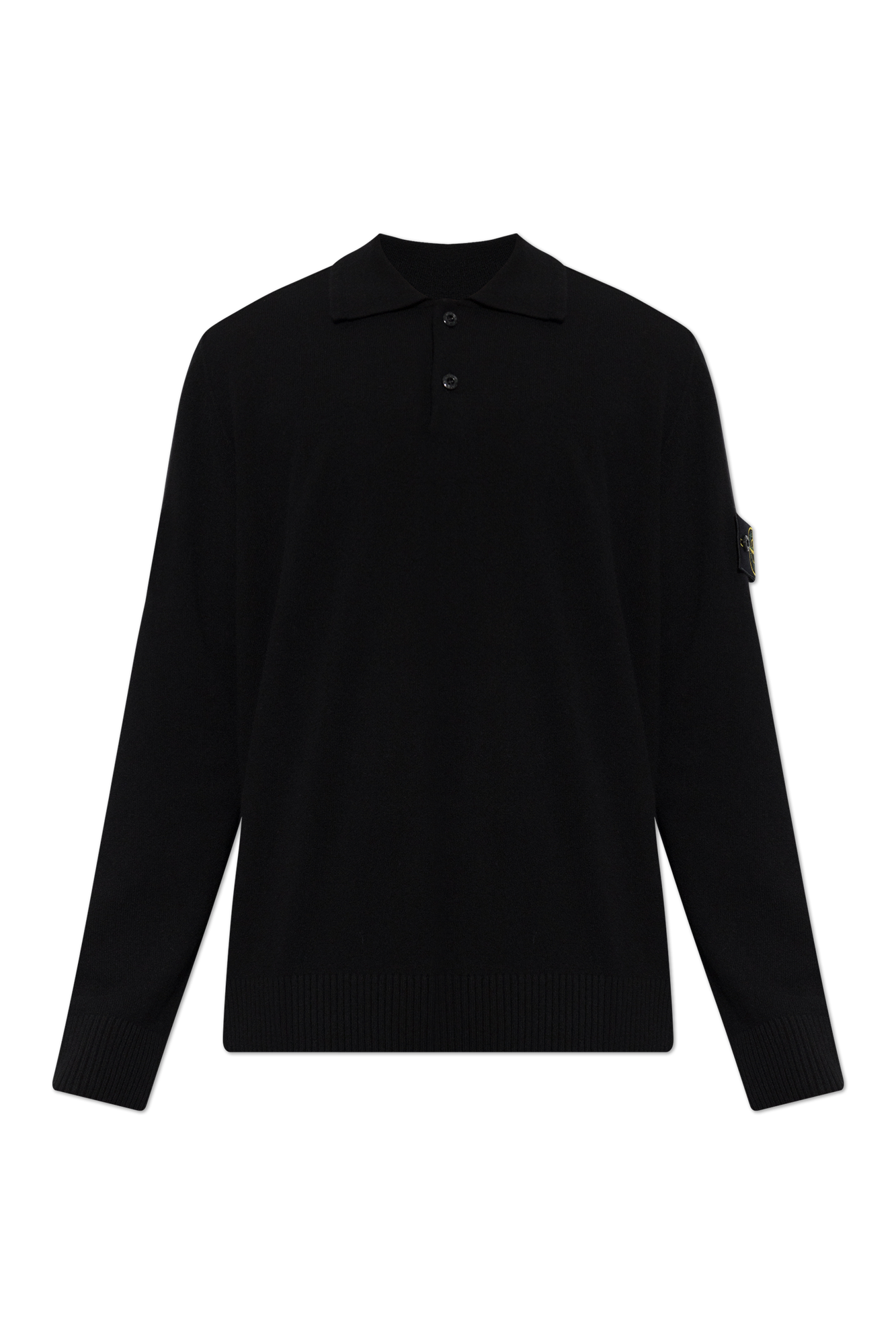 Stone Island Wełniany Sweter Typu ‘polo’, Mężczyźni, Czarny