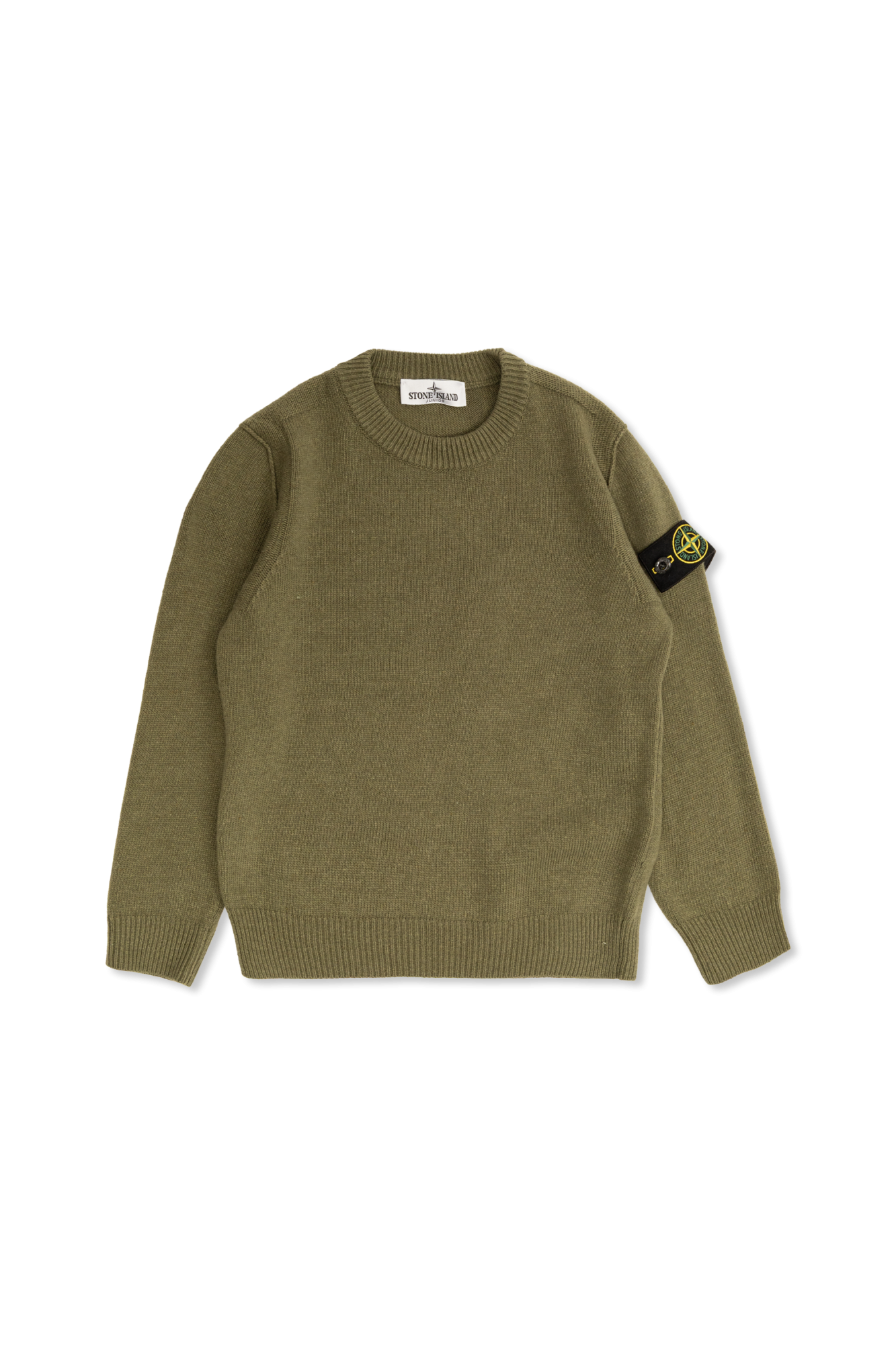 Stone Island Junior Sweter Z Odpinaną Naszywką Na Rękawie, Unisex, Zielony