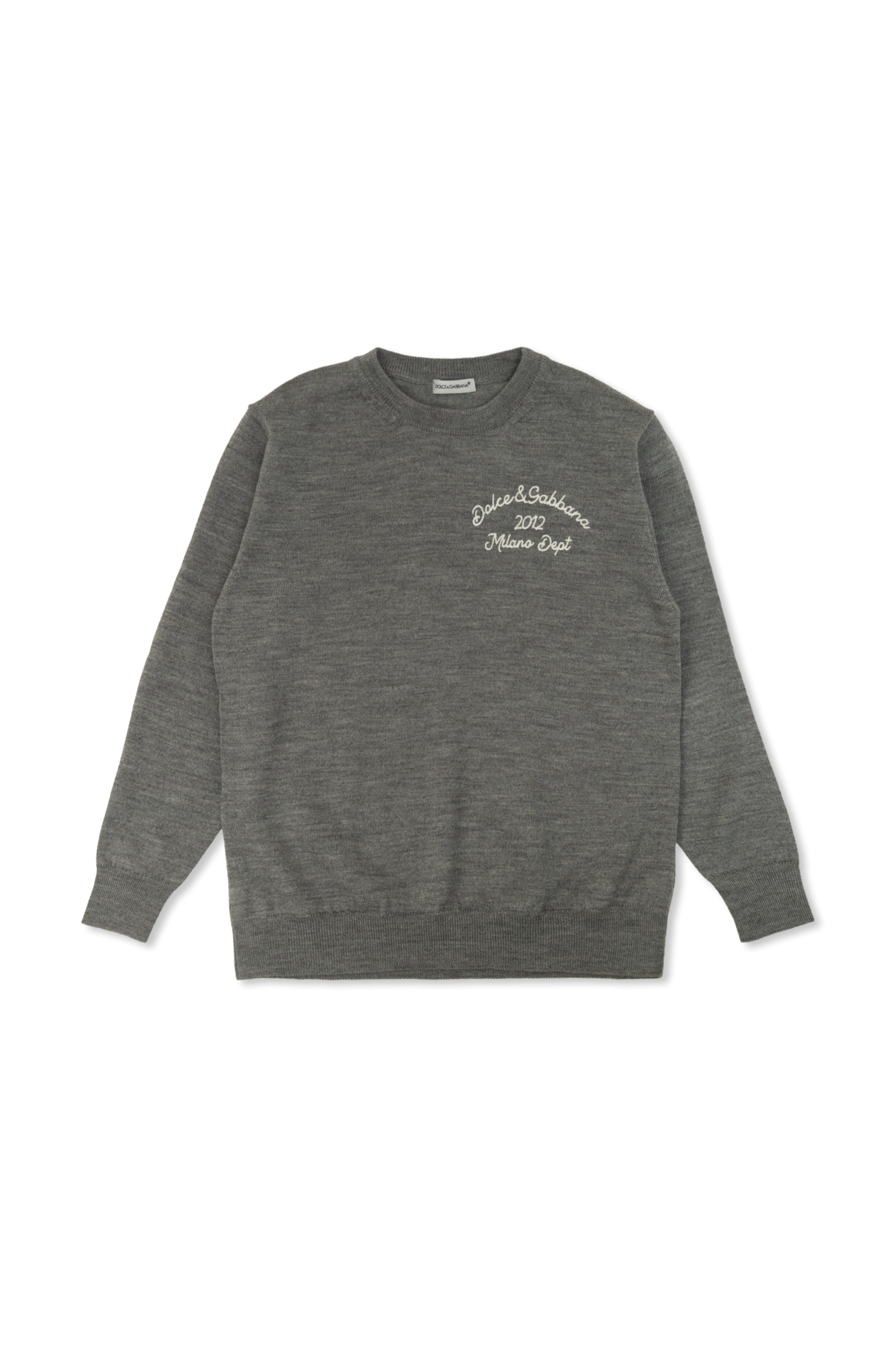 Dolce & Gabbana Kids Wełniany Sweter Z Wyszytym Logo, Unisex, Szary