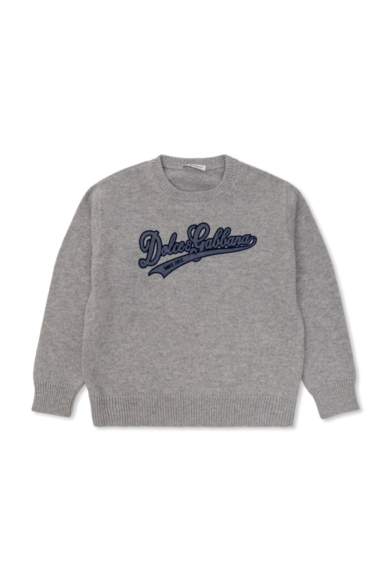 Dolce & Gabbana Kids Wełniany Sweter Z Logo, Unisex, Szary