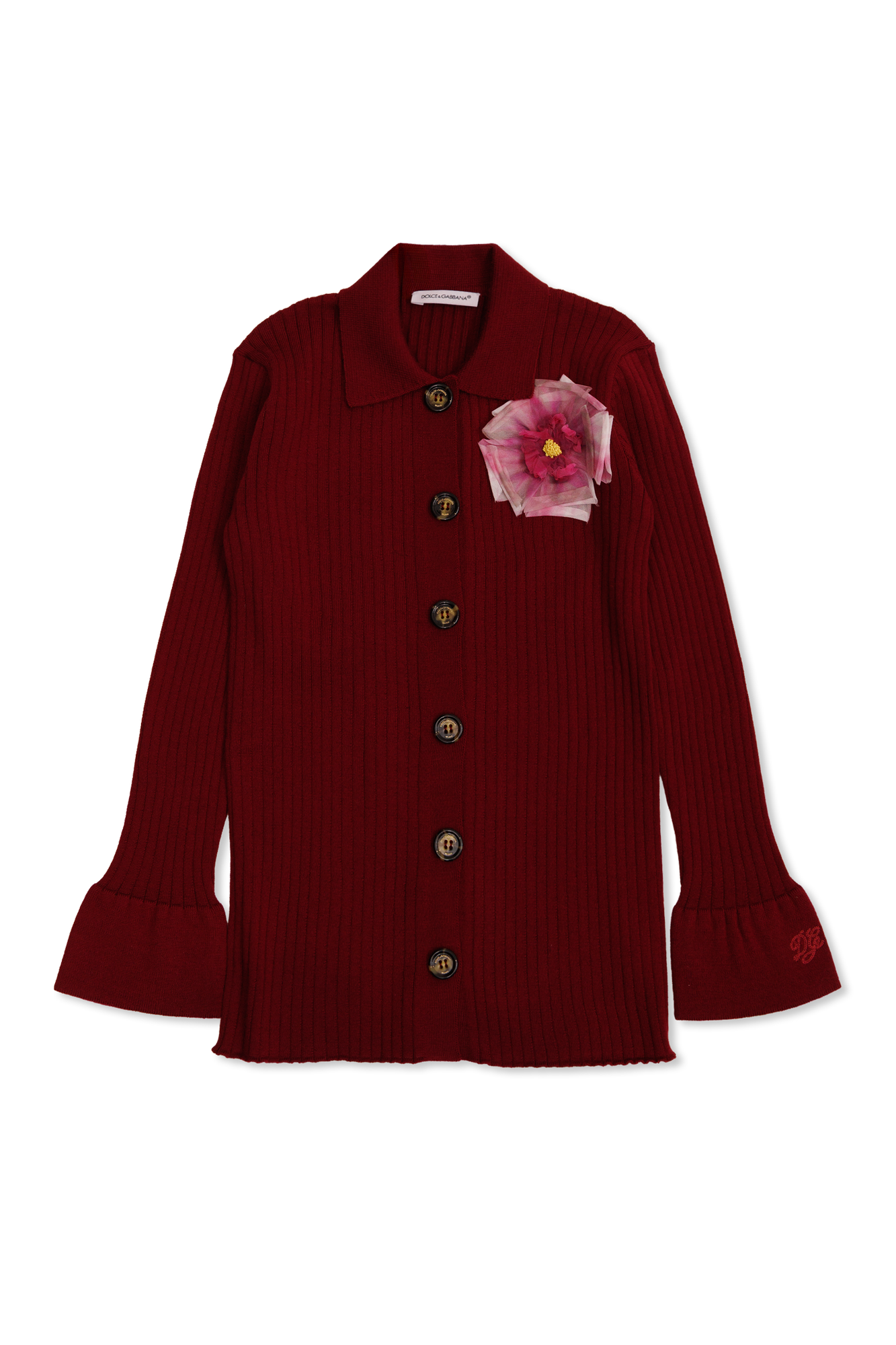 Dolce & Gabbana Kids Wełniany Kardigan, Unisex, Bordo