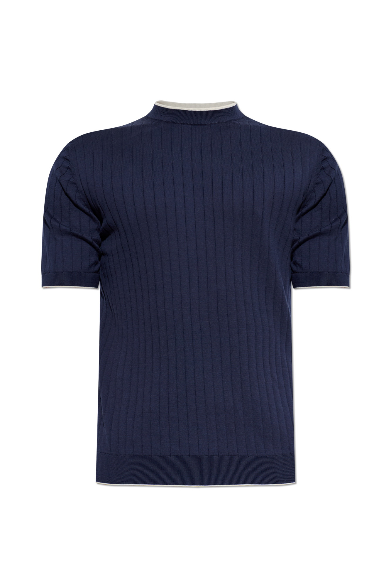 Eleventy Prążkowany T-shirt Z Okrągłym Dekoltem, Mężczyźni, Granatowy