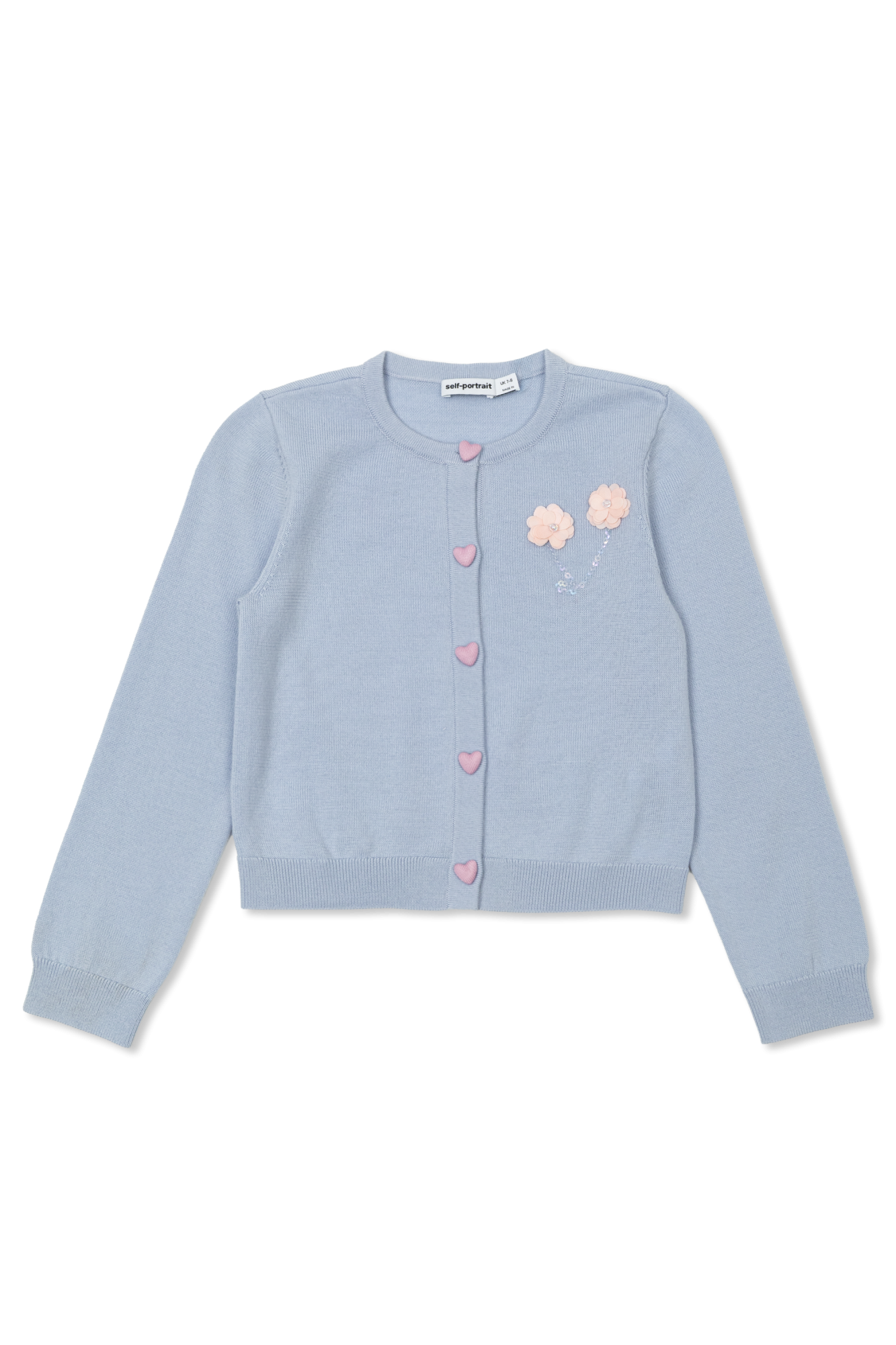 Self-Portrait Kids Wełniany Kardigan Z Aplikacją, Unisex, Jasnoniebieski