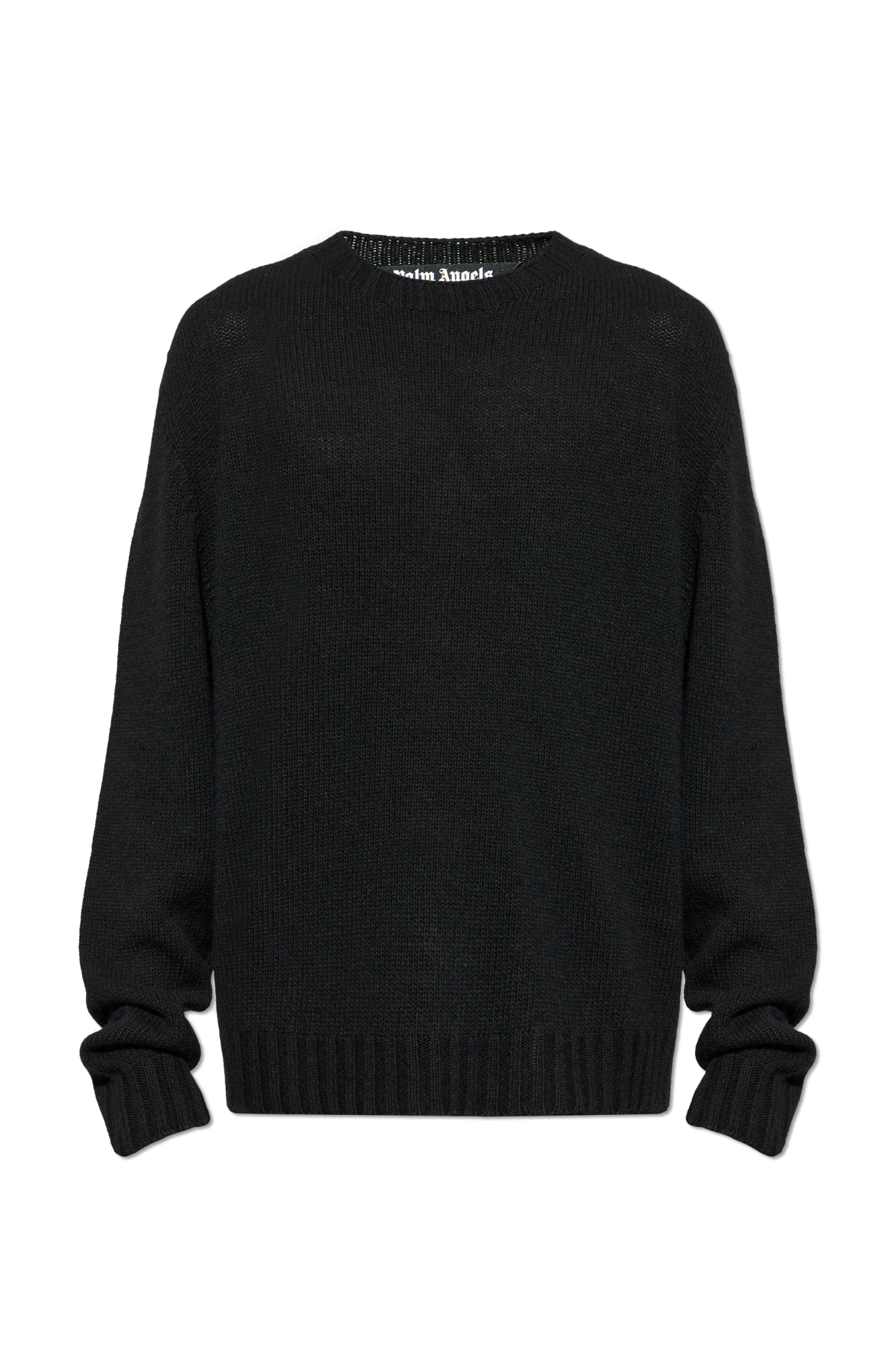 Palm Angels Sweter Z Okrągłym Dekoltem, Mężczyźni, Czarny