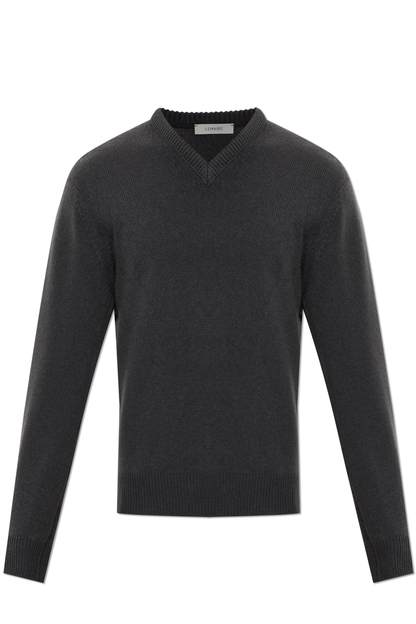 Lemaire Kaszmirowy Sweter Z Dekoltem W Serek, Unisex, Szary