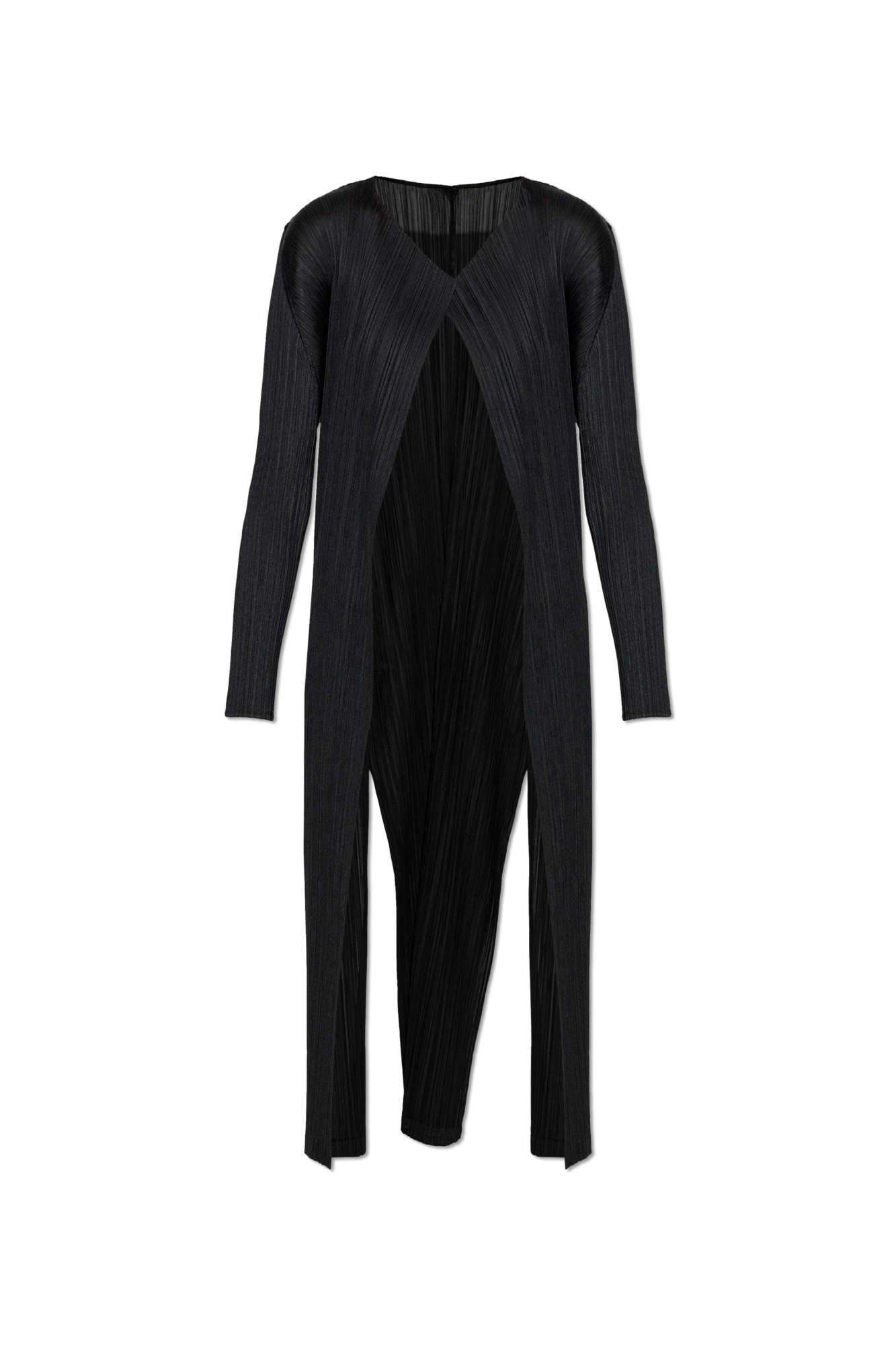 Pleats Please Issey Miyake Plisowany Kardigan Z Rozcięciem Po Bokach, Kobiety, Czarny