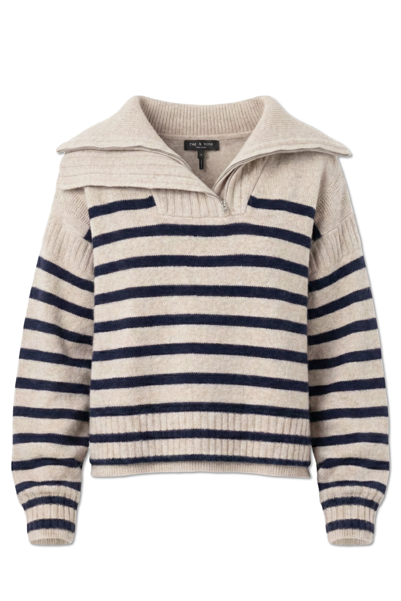 Rag & Bone Sweter Z Kołnierzem Zapinanym Na Zamek, Kobiety, Beżowy