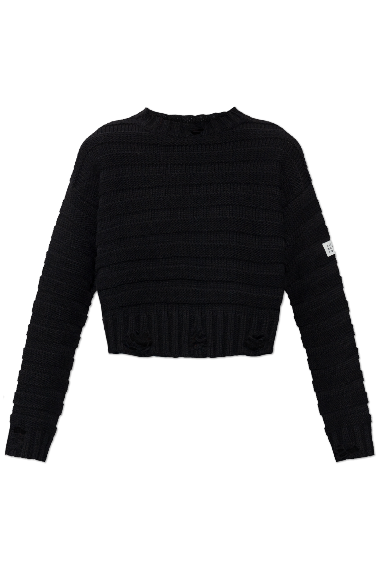 MM6 Maison Margiela Krótki Sweter Z Efektem `vintage`, Kobiety, Czarny
