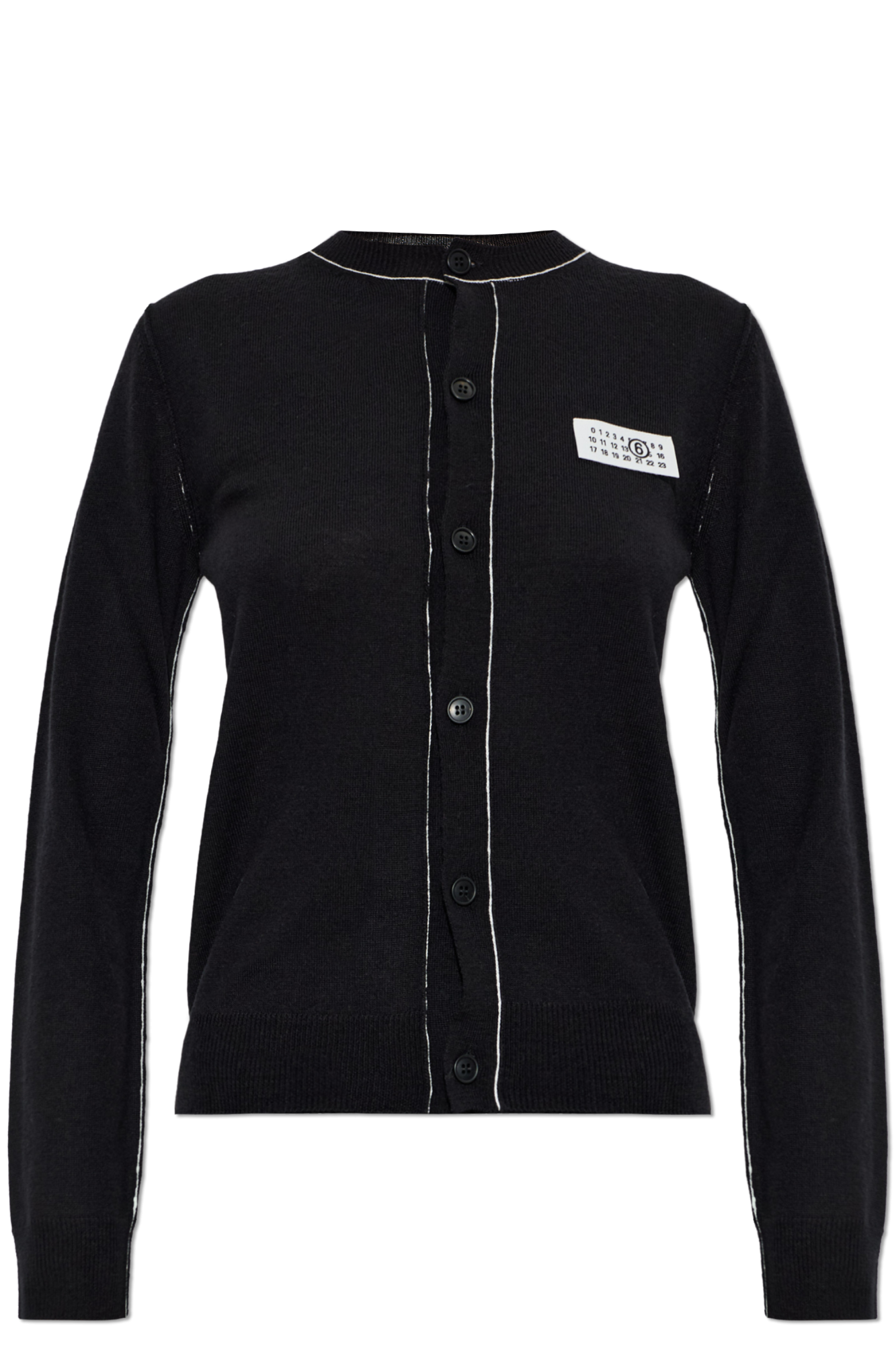 MM6 Maison Margiela Kardigan Z Dekoracyjnymi Przeszyciami, Kobiety, Czarny