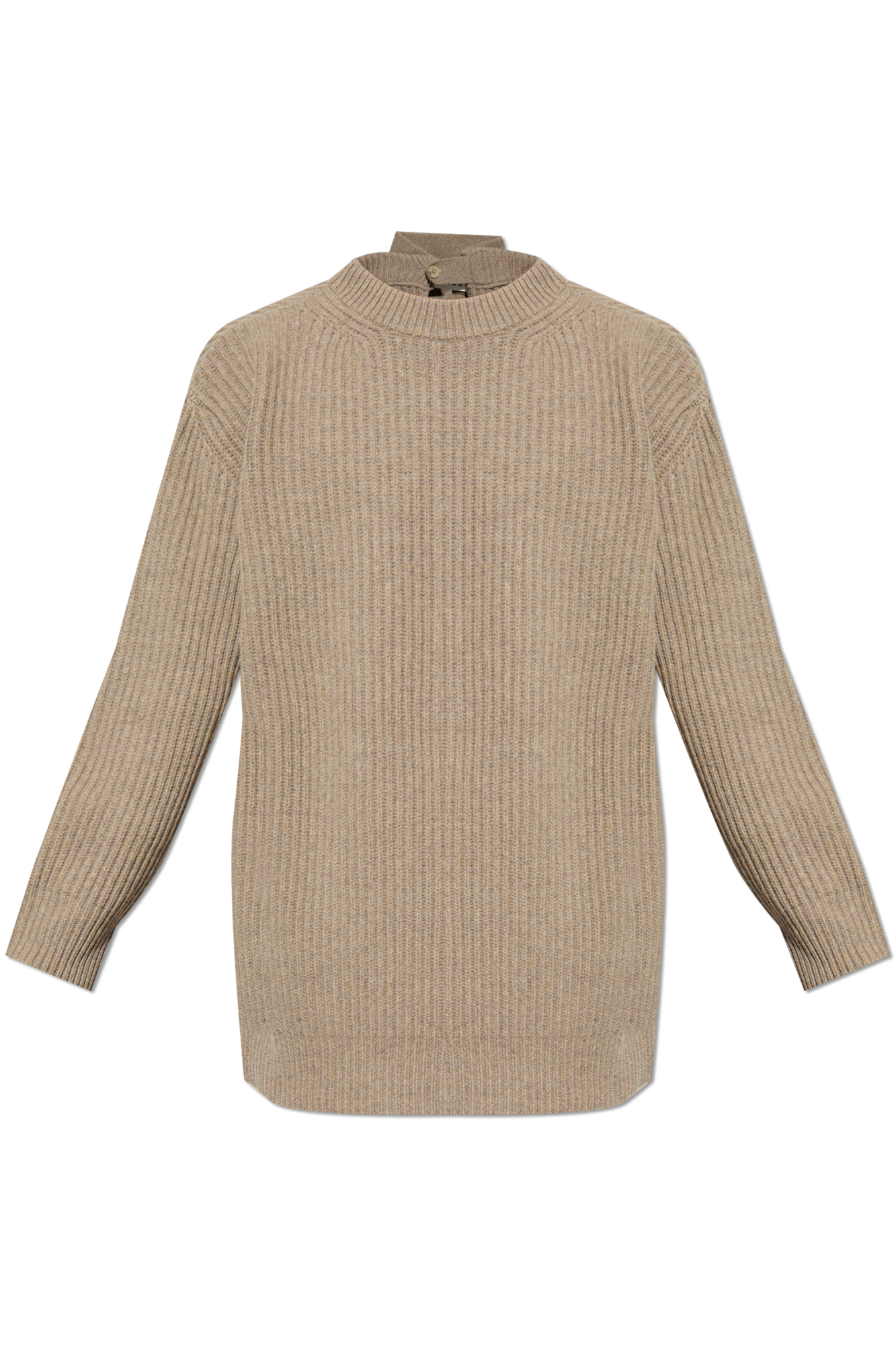 MM6 Maison Margiela Wełniany Sweter Z Zapięciem Na Guzik, Mężczyźni, Beżowy