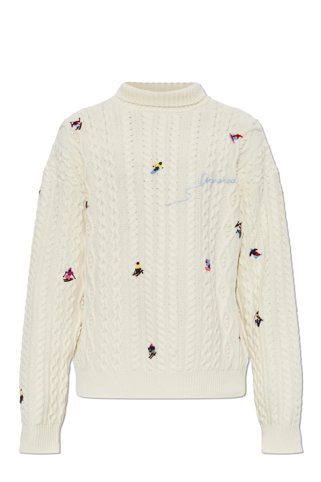Dsquared2 Wełniany Golf Z Wyszytym Logo, Mężczyźni, Kremowy