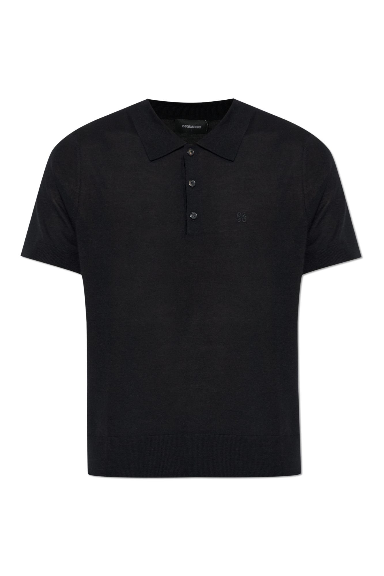 Dsquared2 Wełniane Polo Z Wyszytym Logo, Mężczyźni, Czarny
