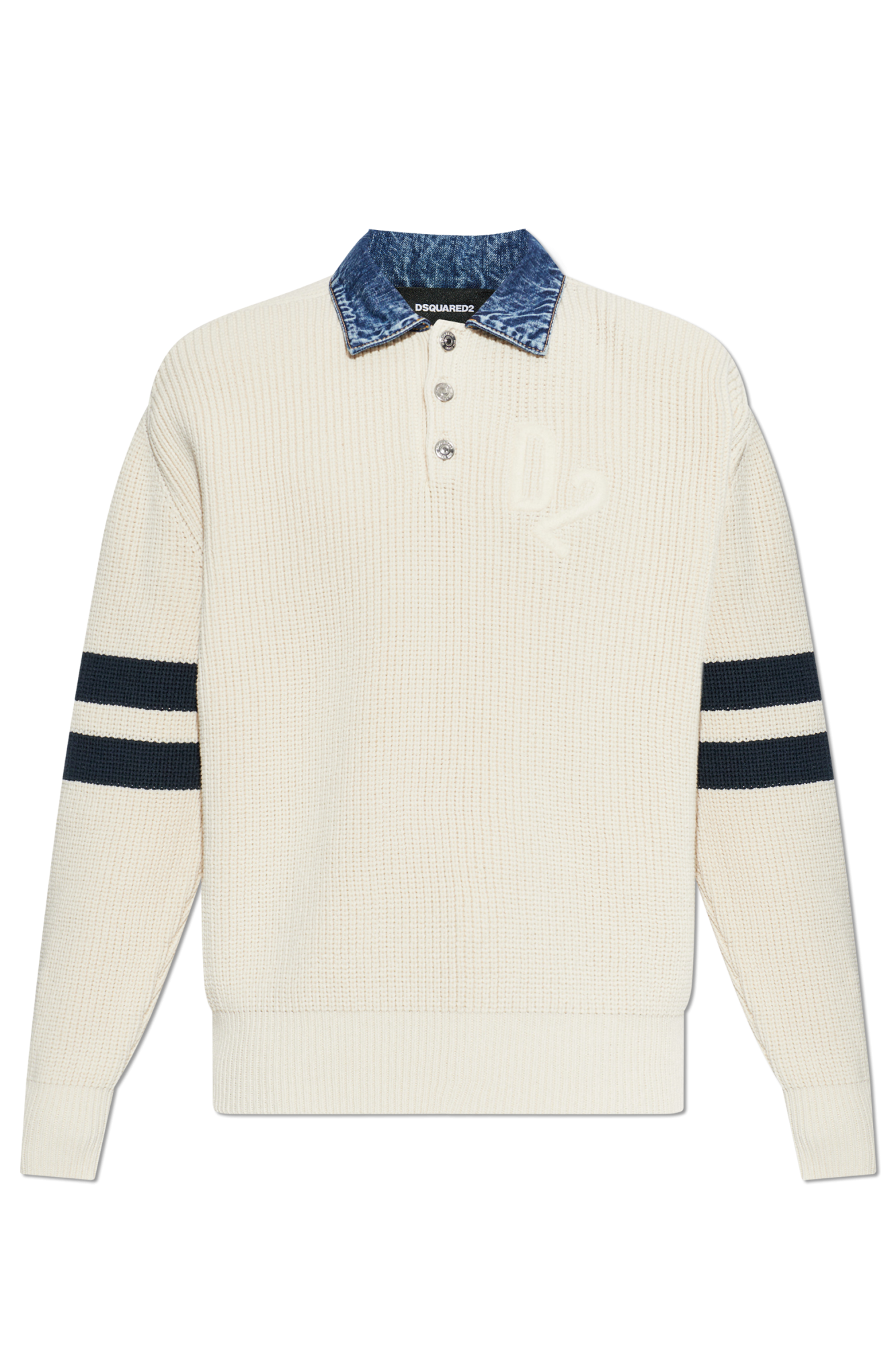 Dsquared2 Sweter Polo, Mężczyźni, Kremowy