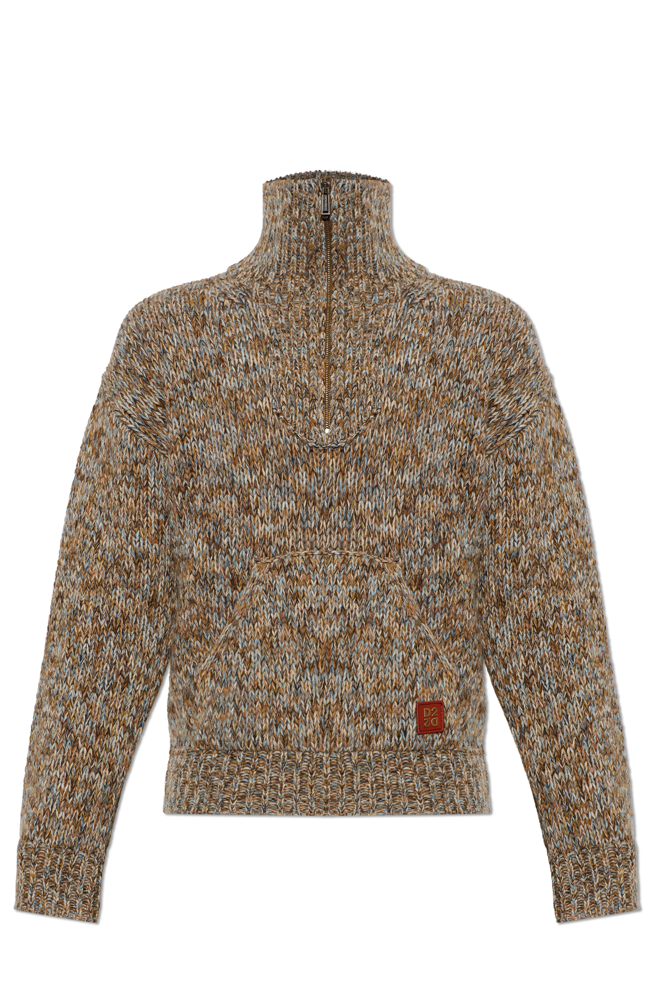 Dsquared2 Wełniany Sweter Z Naszywką Logo, Mężczyźni, Multikolor