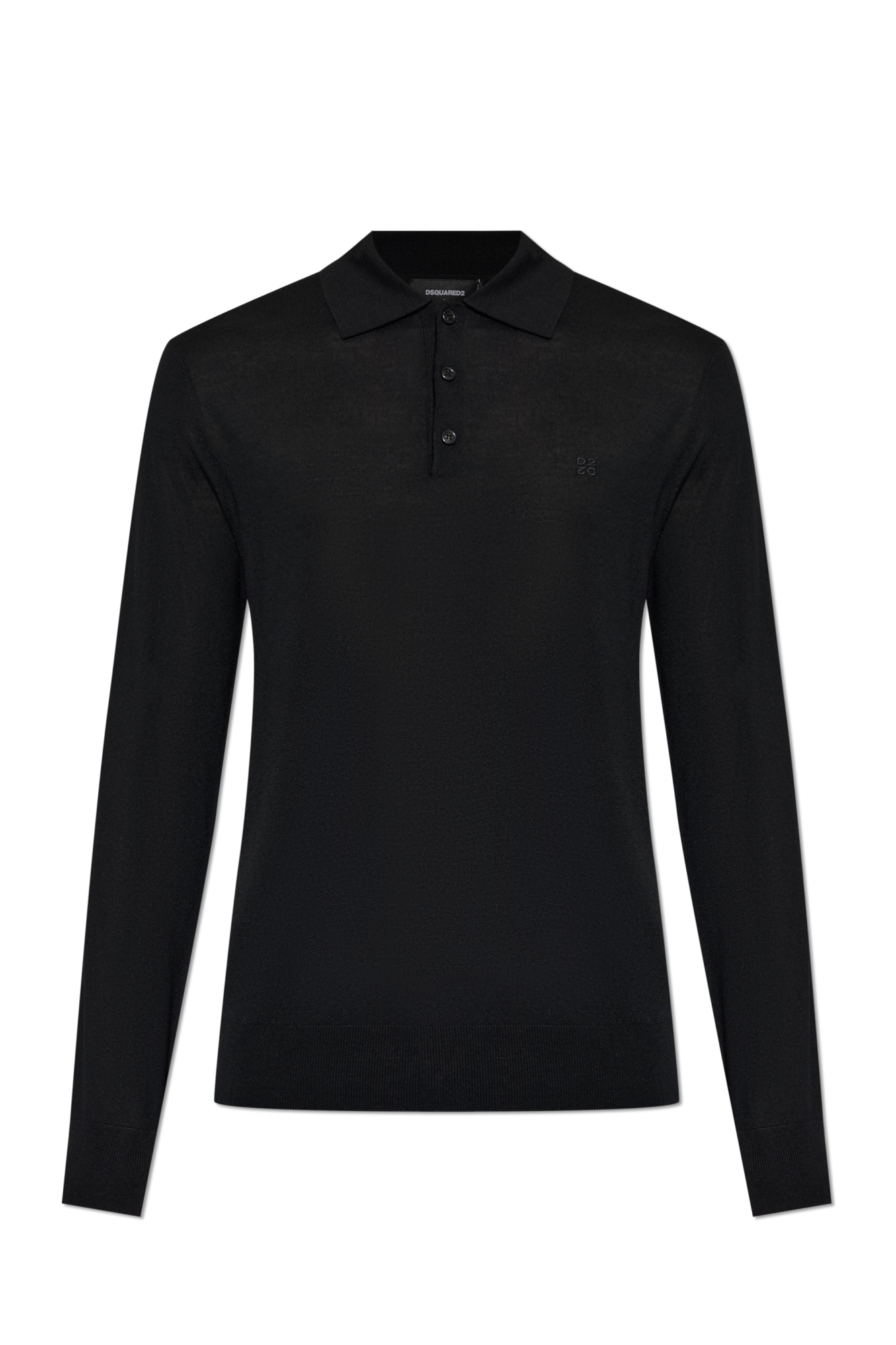 Dsquared2 Wełniane Polo Z Wyszytym Logo, Mężczyźni, Czarny