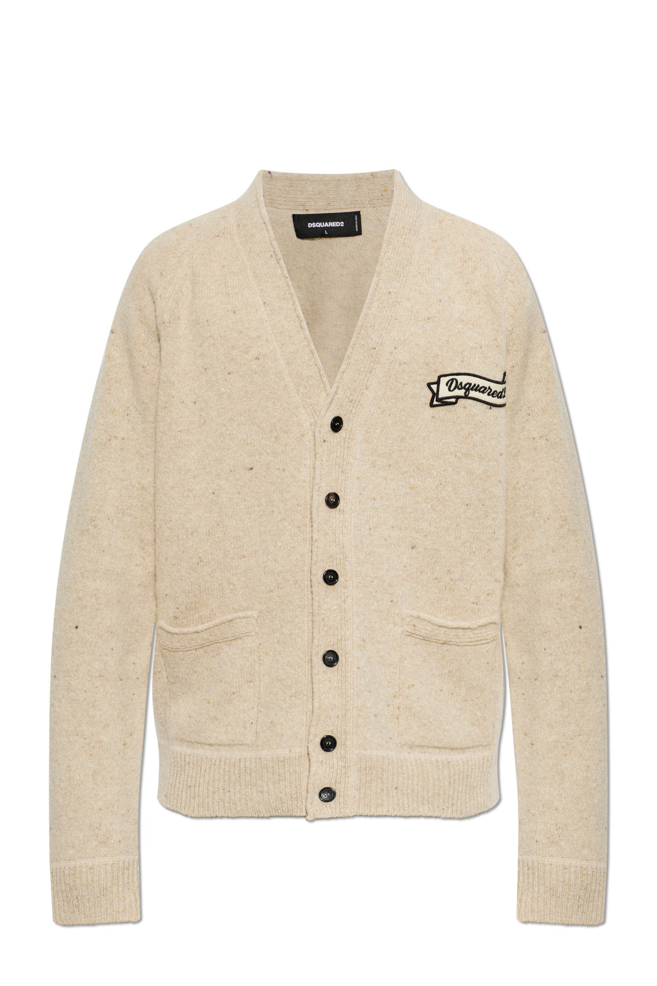 Dsquared2 Sweter Z Wszytym Logo, Mężczyźni, Beżowy