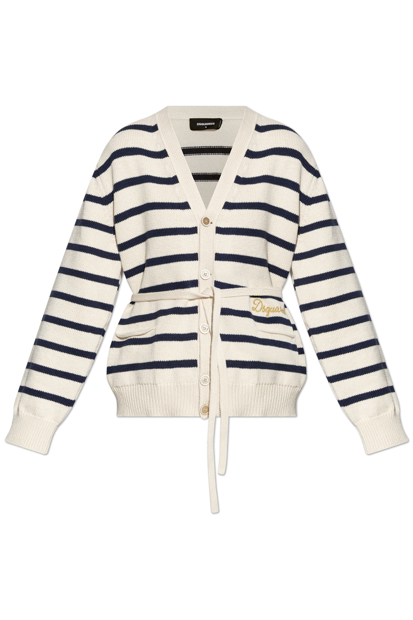 Dsquared2 Kardigan Z Paskiem, Kobiety, Kremowy