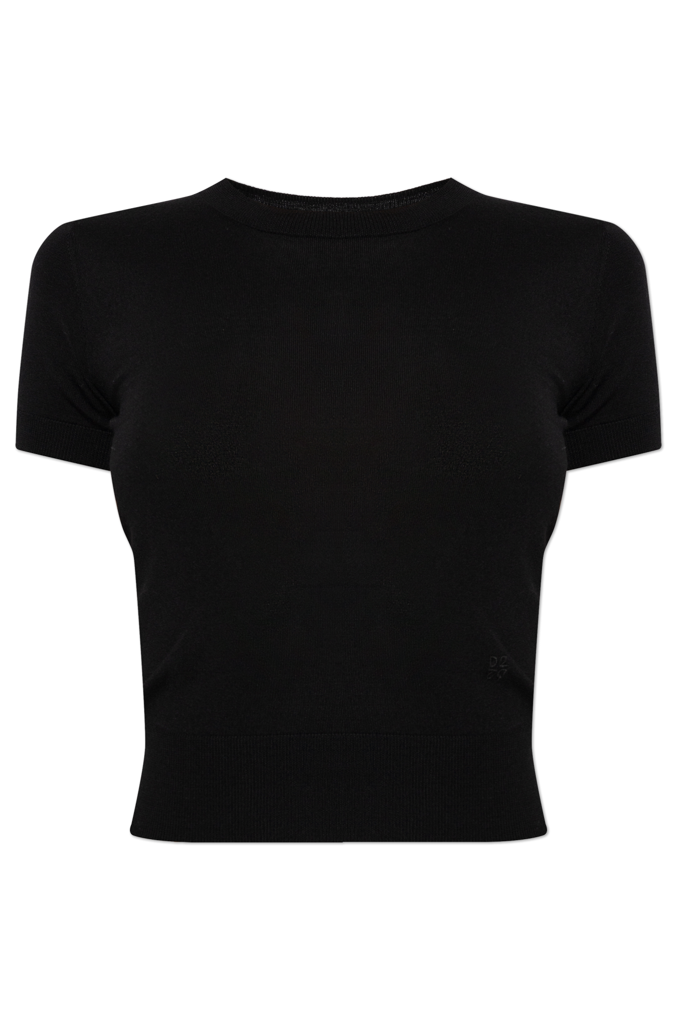 Dsquared2 Wełniany Top Z Wyszytym Logo, Kobiety, Czarny