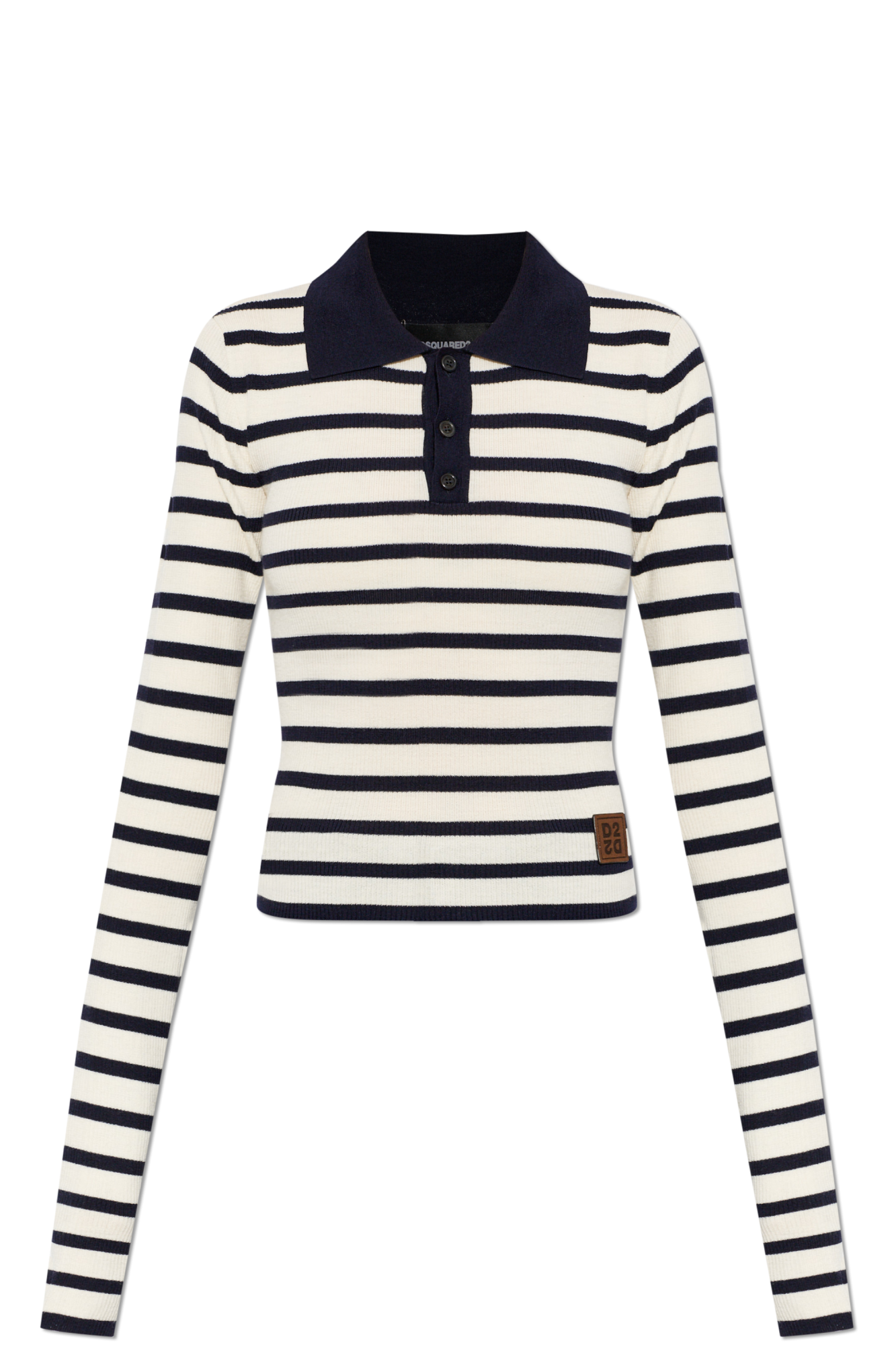 Dsquared2 Wełniane Polo Ze Wzorem W Pasy, Kobiety, Czarny