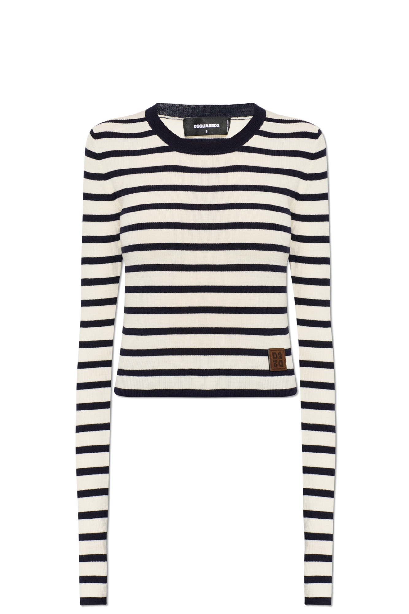 Dsquared2 Wełniany Sweter Ze Wzorem W Pasy, Kobiety, Czarny