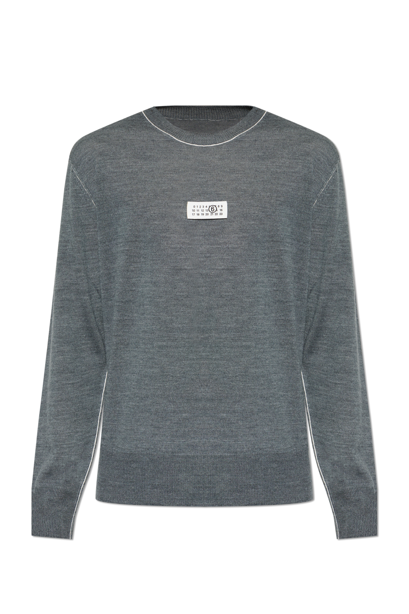 MM6 Maison Margiela Wełniany Sweter Z Naszywką Z Logo, Mężczyźni, Szary