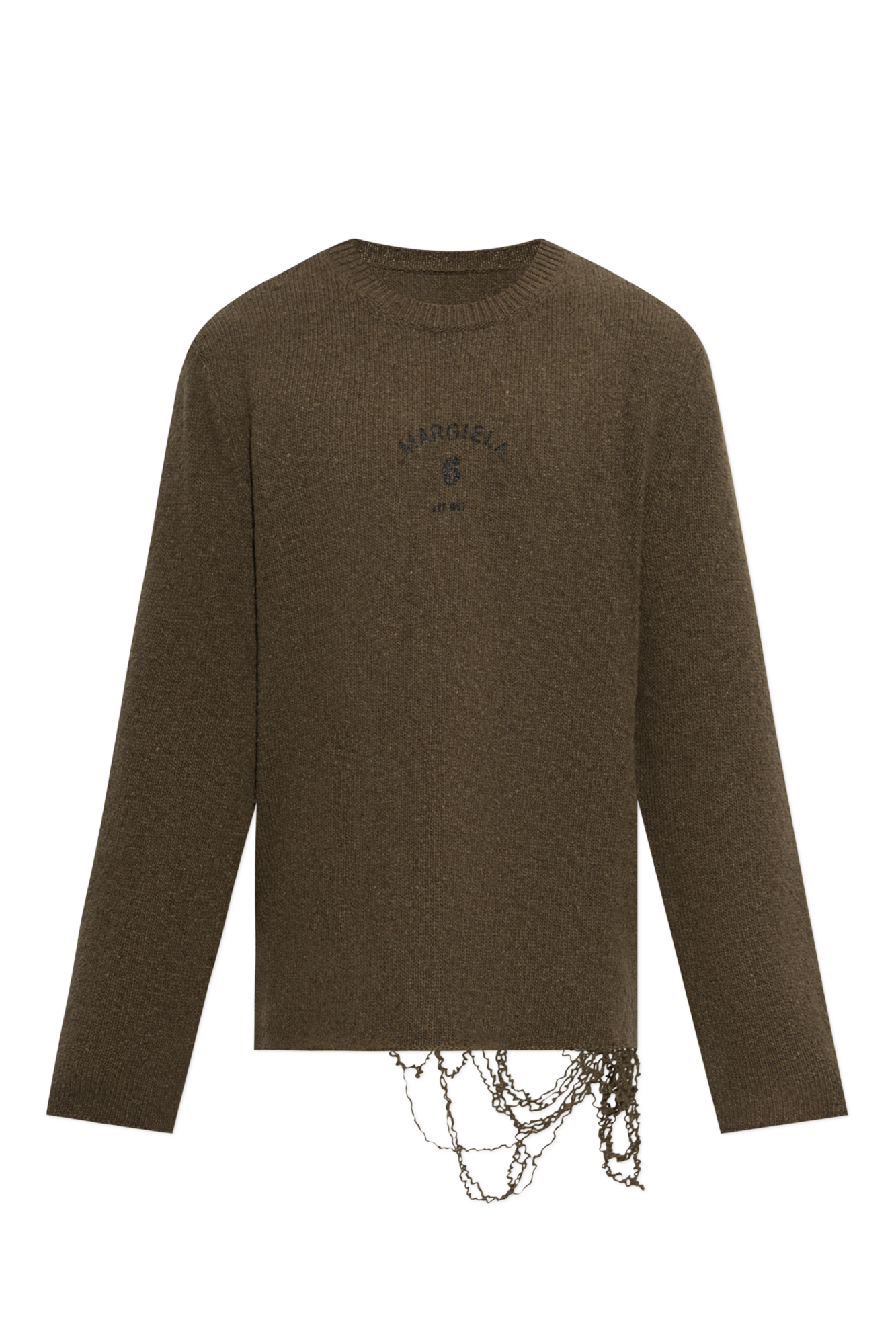 MM6 Maison Margiela Sweter Z Surowym Wykończeniem, Mężczyźni, Zielony