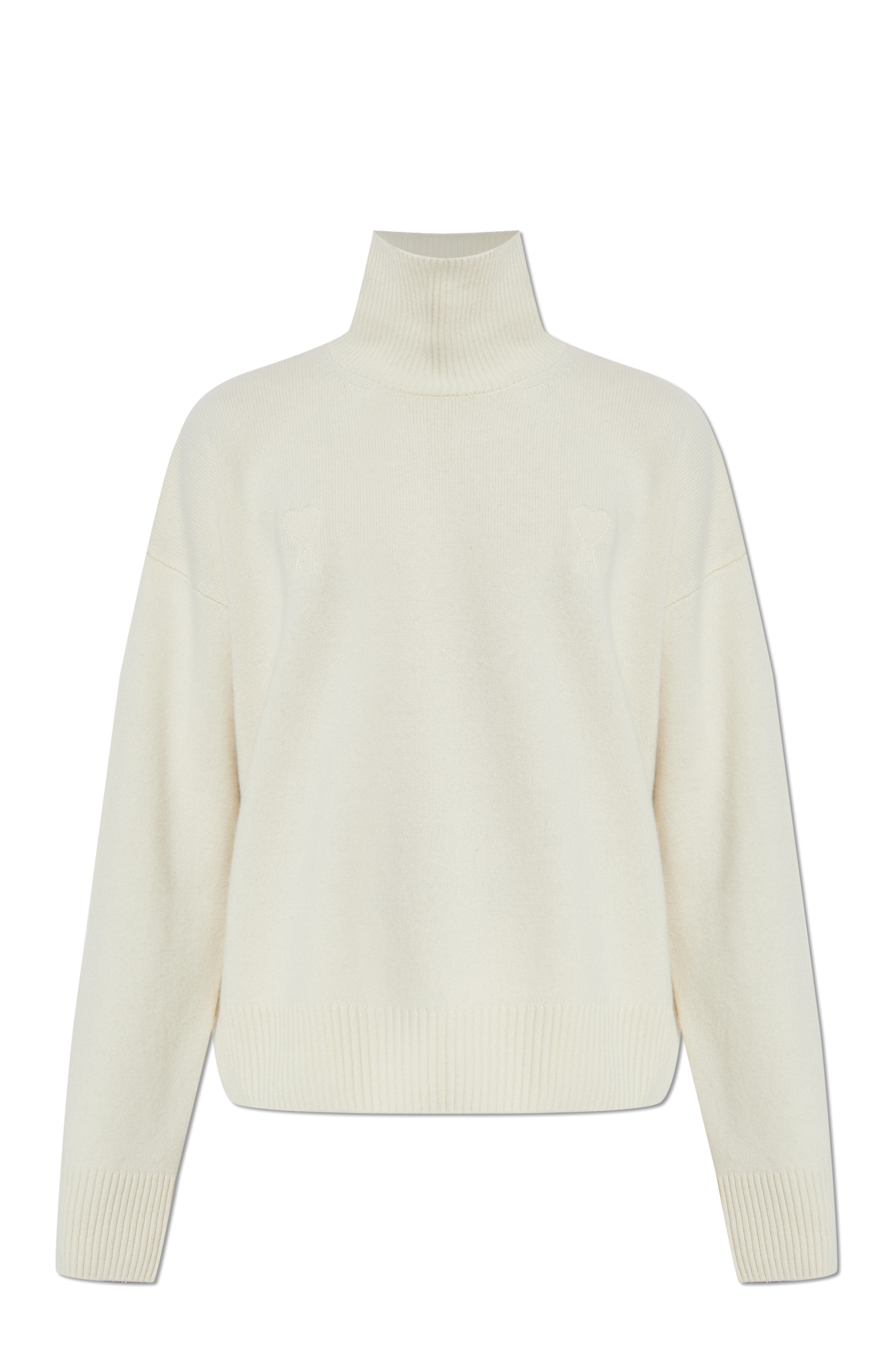 Ami Alexandre Mattiussi Wełniany Golf Z Logo, Unisex, Kremowy