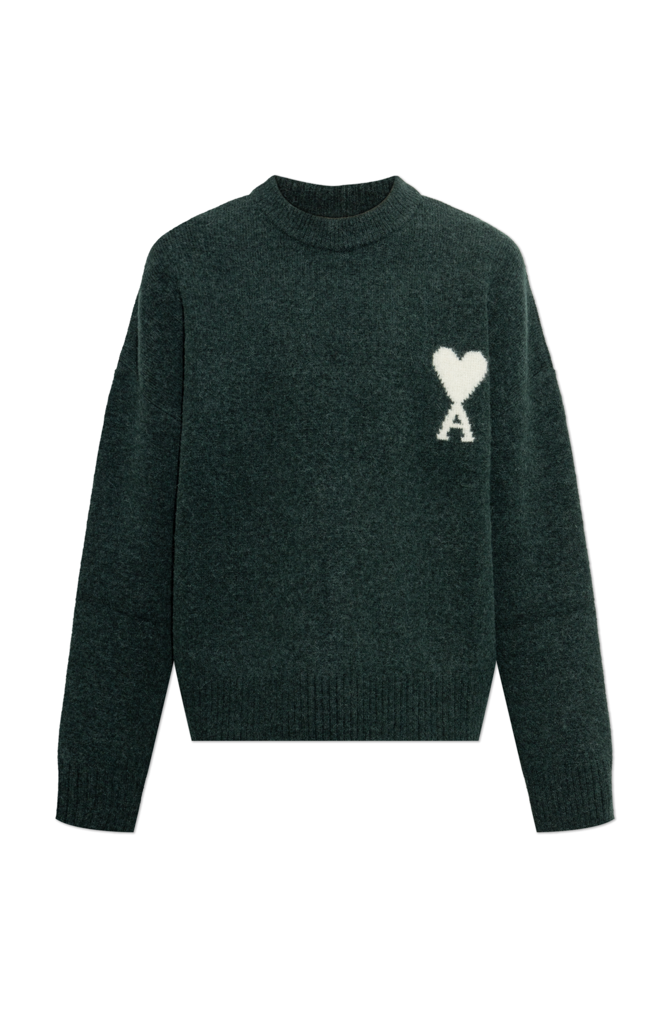 Ami Alexandre Mattiussi Sweter Z Logo, Mężczyźni, Zielony