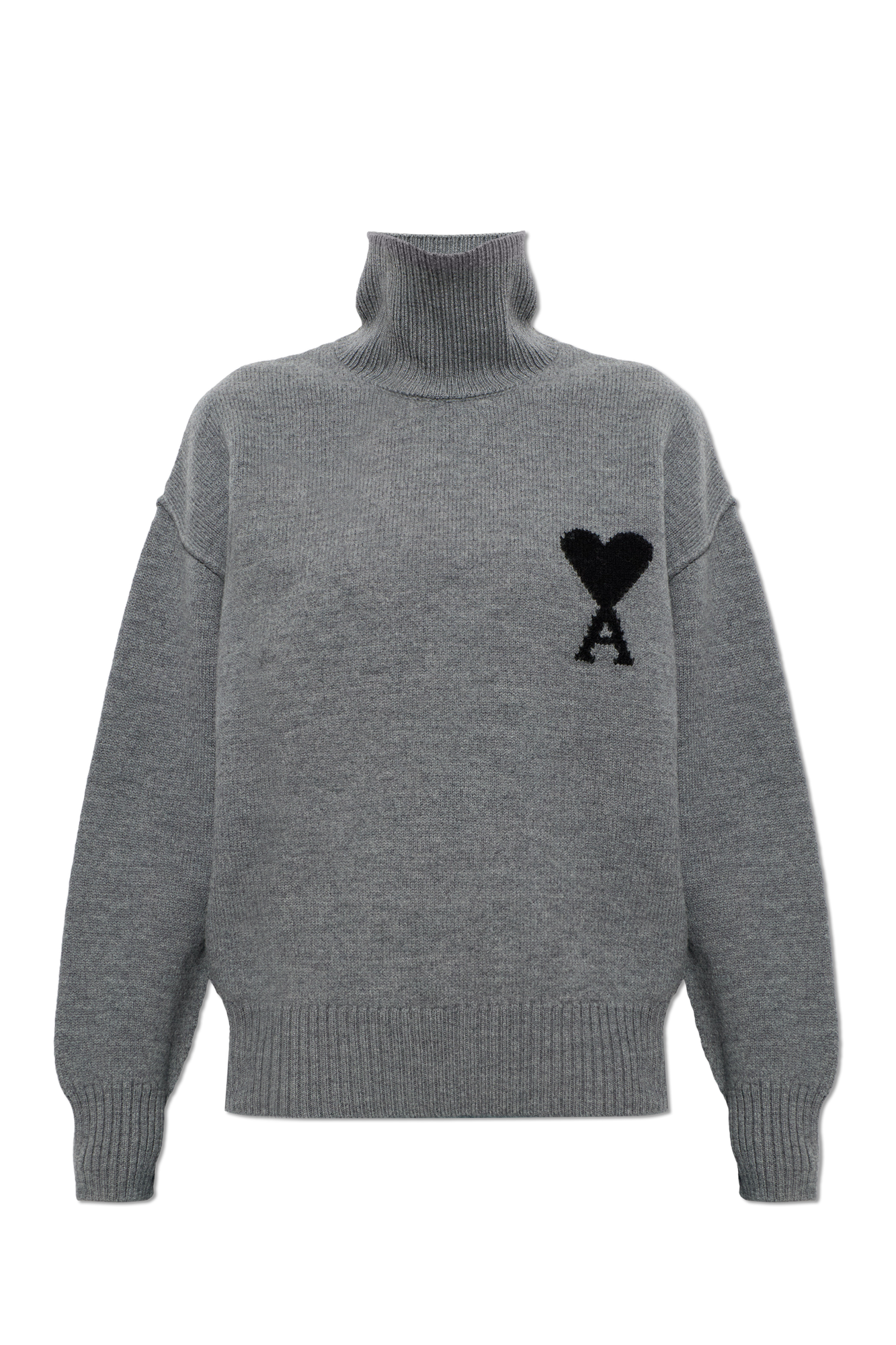 Ami Alexandre Mattiussi Wełniany Golf Z Logo, Kobiety, Szary
