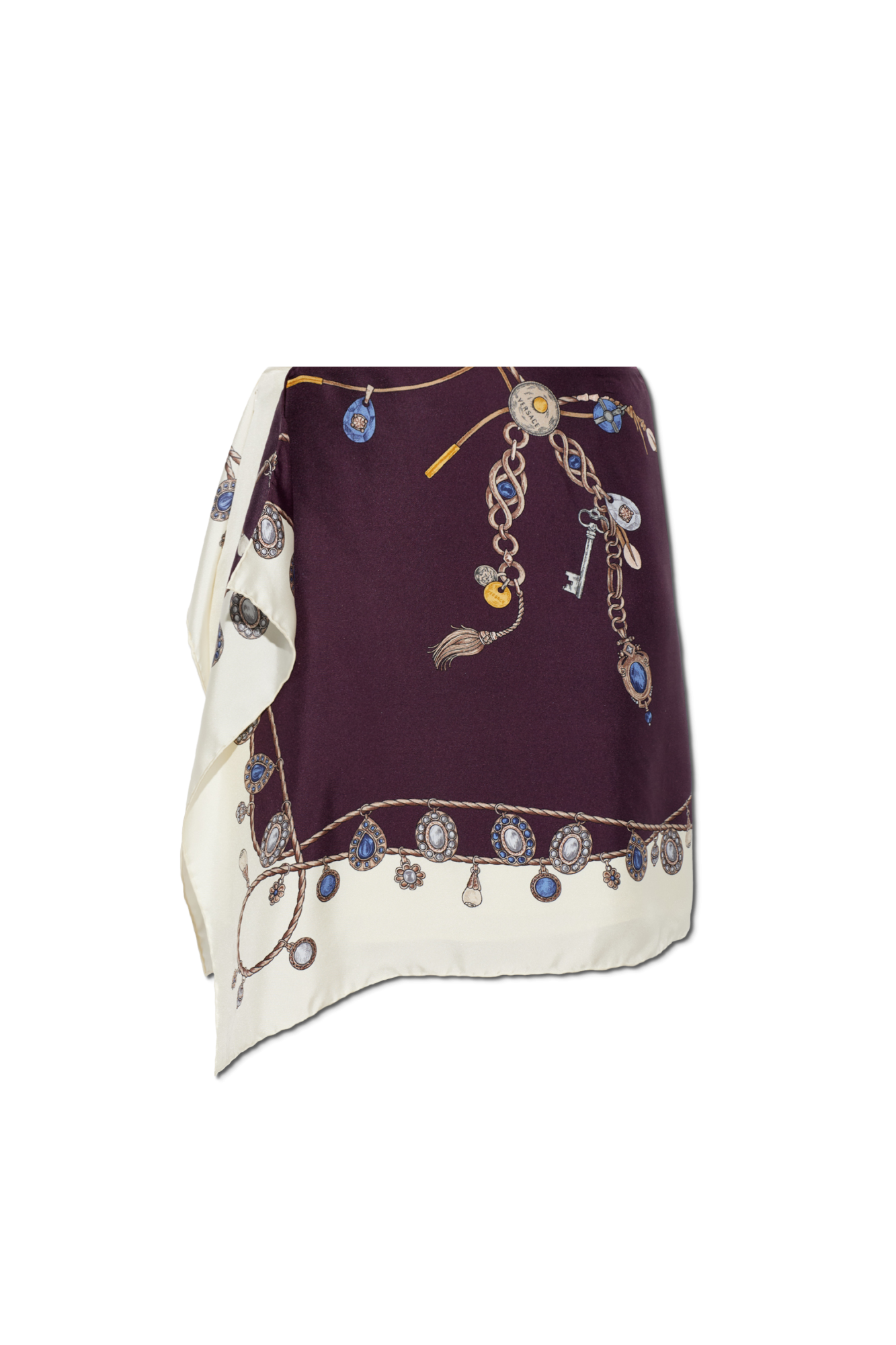 Versace Jedwabna Spódnica Z Nadrukiem `Stolen Jewels`, Kobiety, Fioletowy