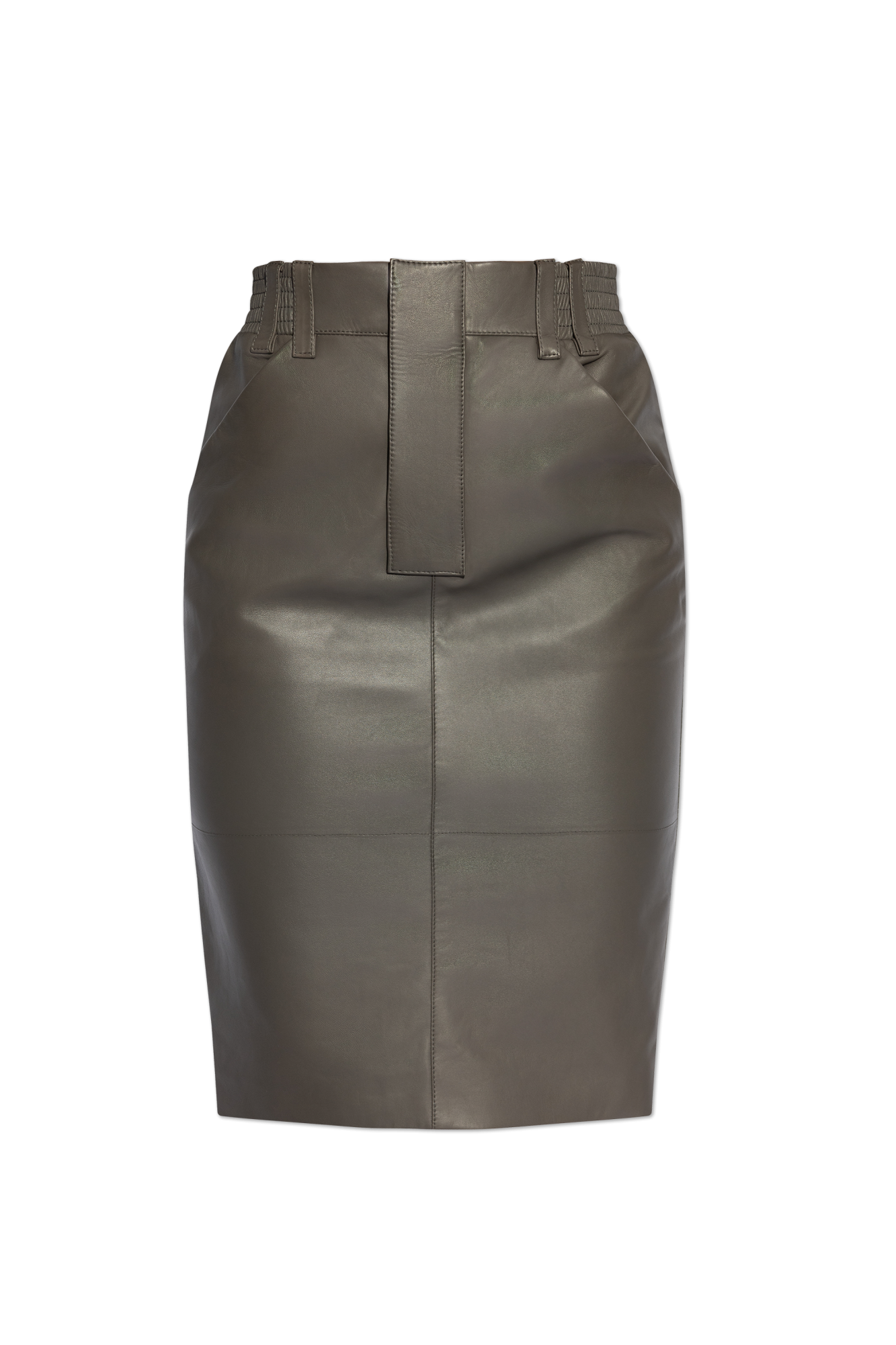 Saint Laurent Skórzana Spódnica, Kobiety, Szary