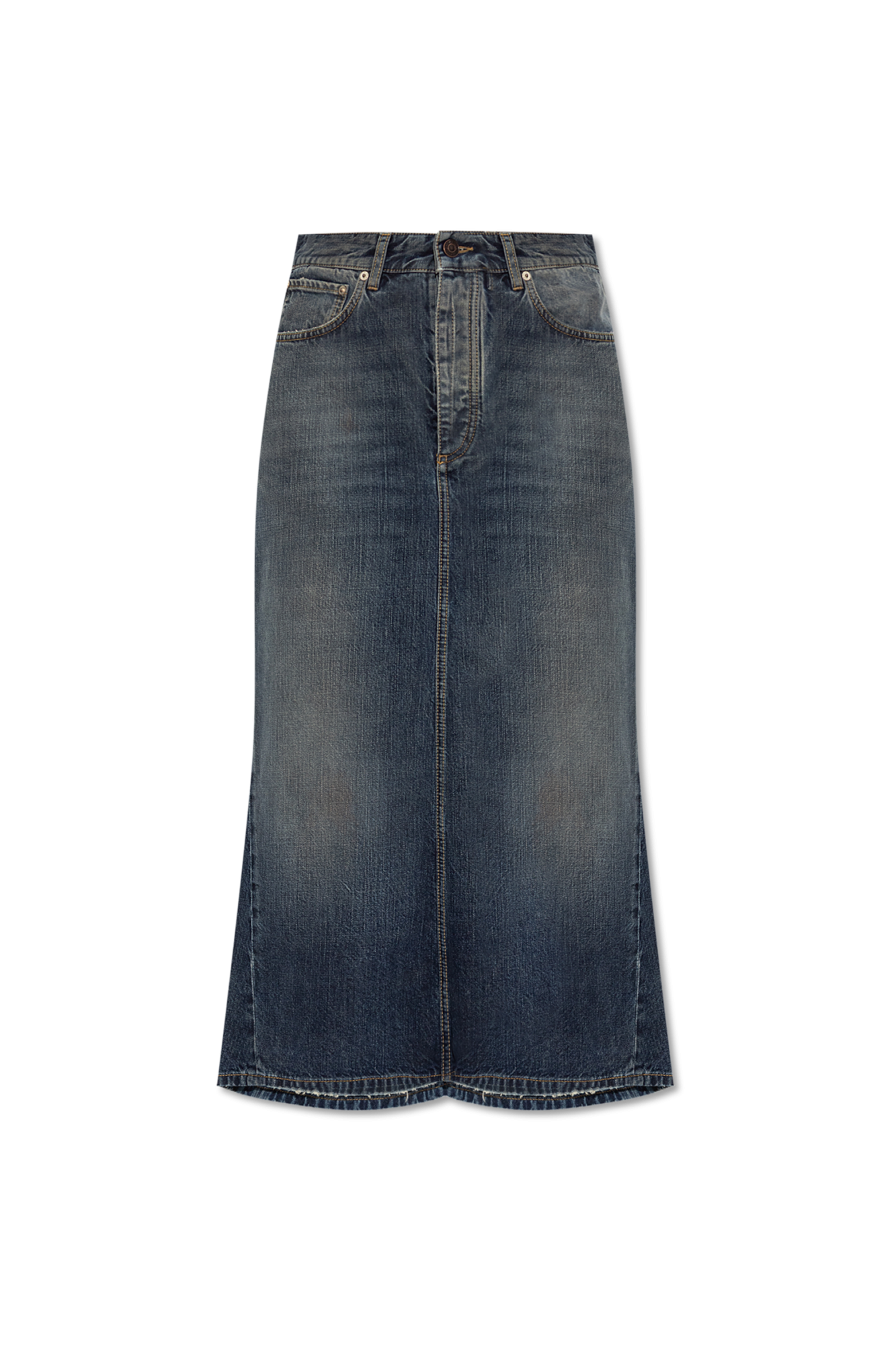 Balenciaga Jeansowa Spódnica Z Efektem `vintage`, Kobiety, Granatowy