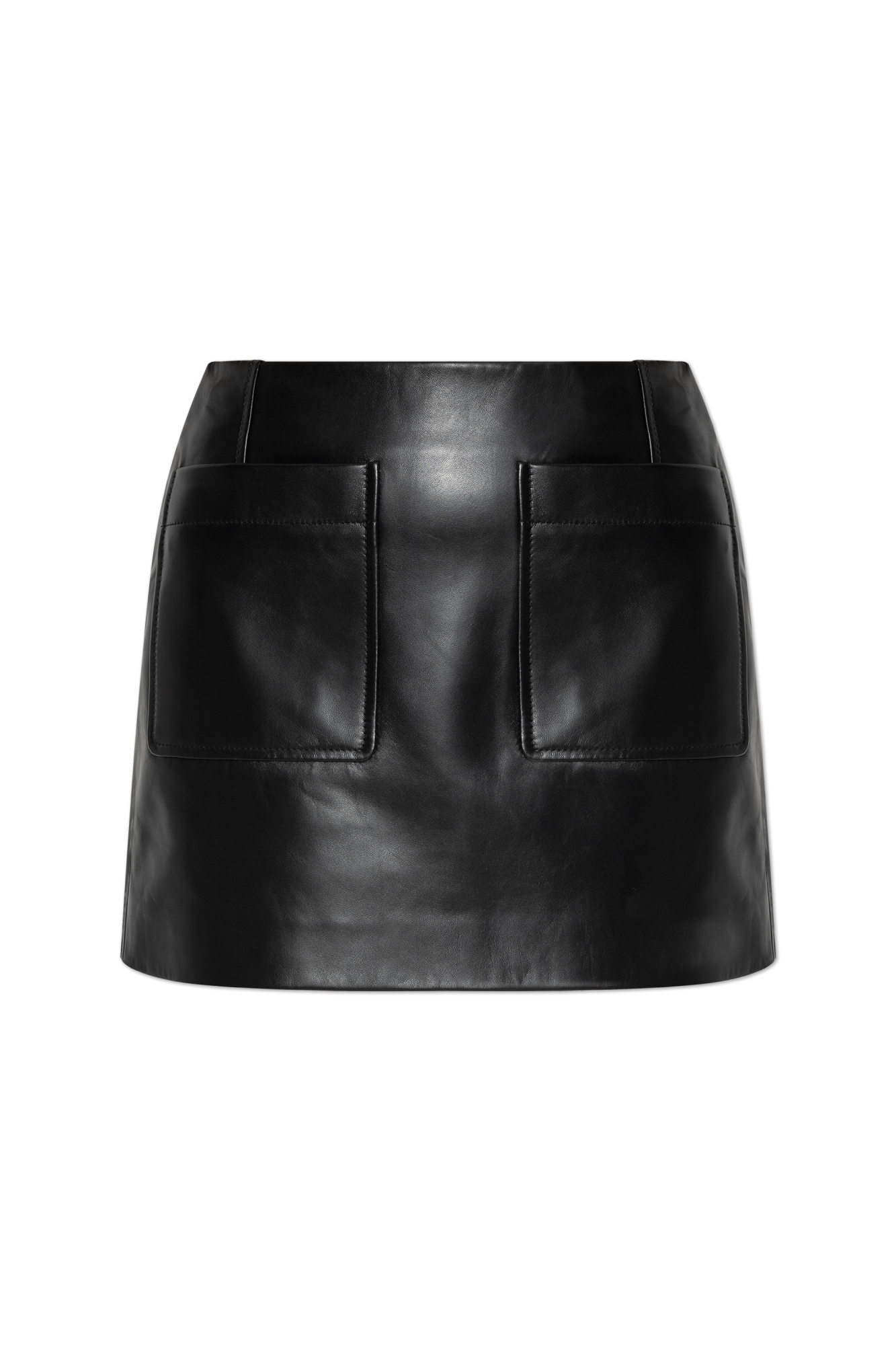 Bottega Veneta Skórzana Spódnica Z Kieszeniami, Kobiety, Czarny