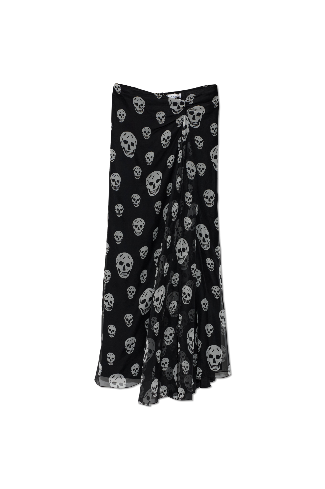 Alexander McQueen Jedwabna Spódnica Z Monogramem, Kobiety, Czarny