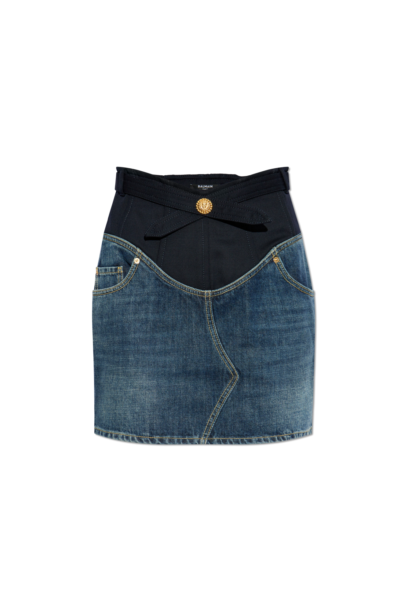 Balmain Jeansowa Spódnica, Kobiety, Granatowy