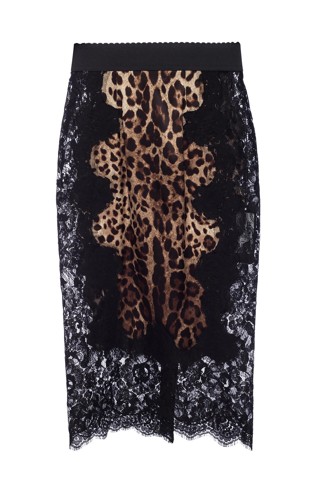 Dolce & Gabbana Spódnica Wykończona Koronką, Kobiety, Brązowy