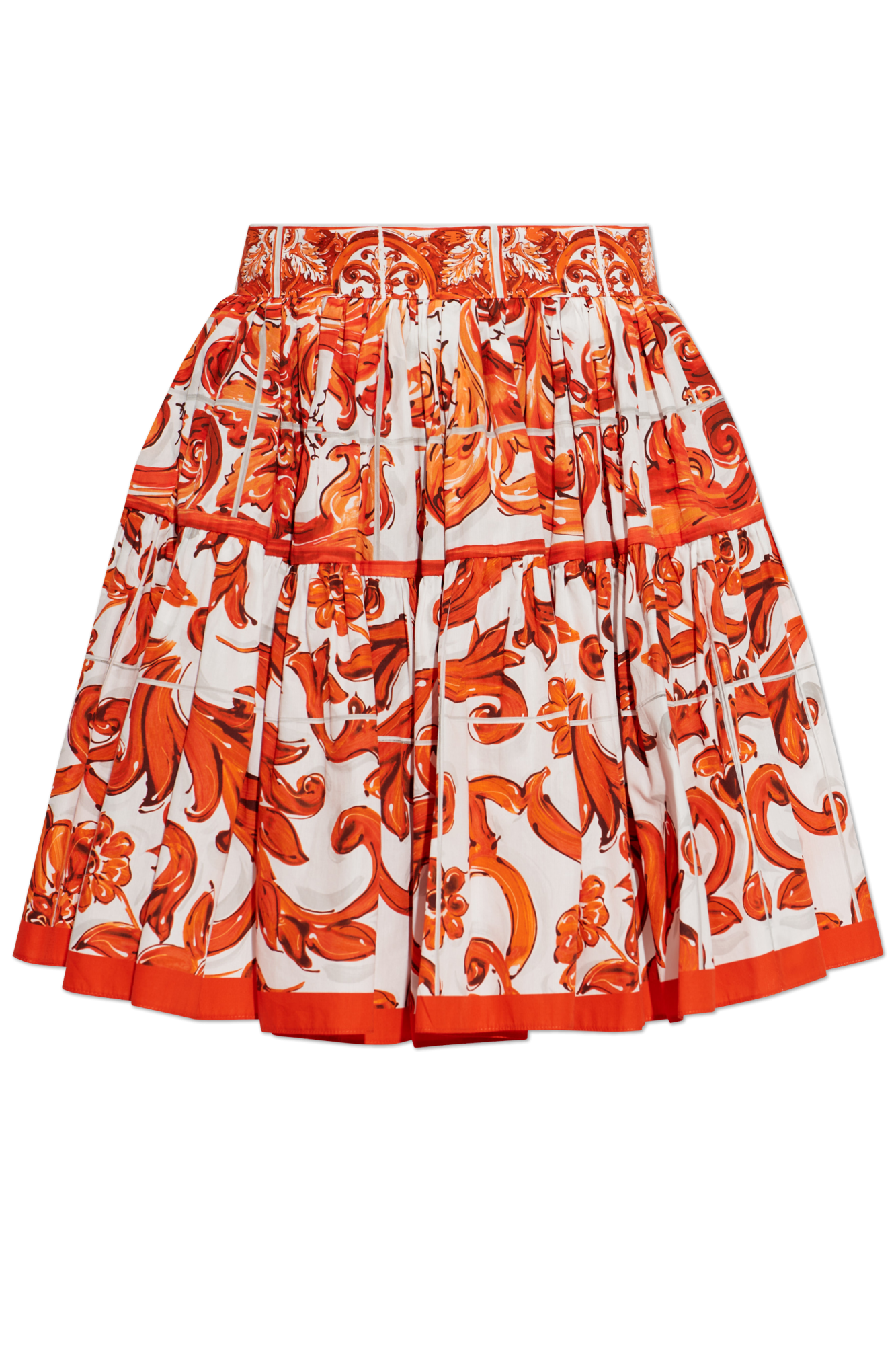 Dolce & Gabbana Spódnica Z Nadrukiem `Majolica`, Kobiety, Pomarańczowy