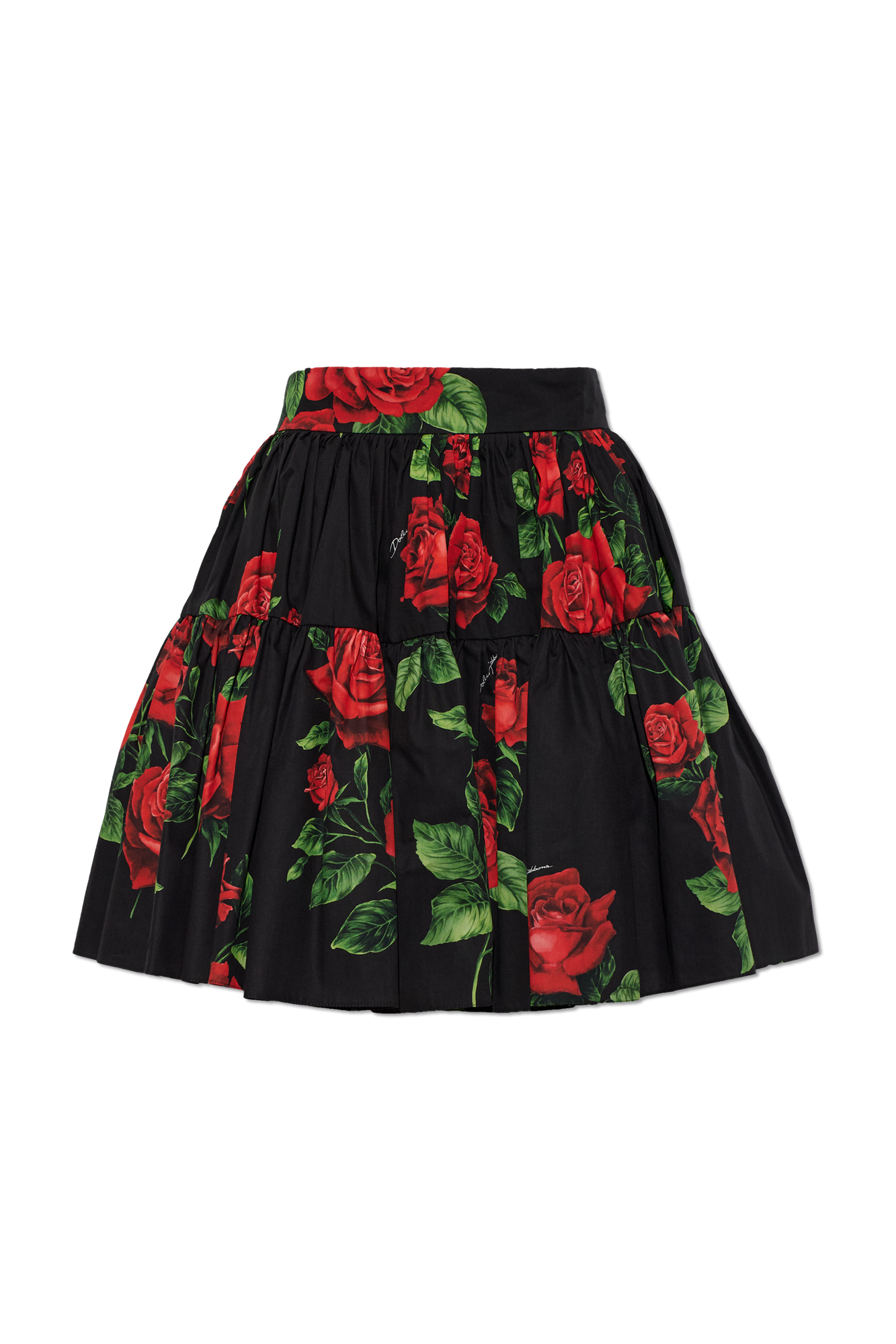 Dolce & Gabbana Bawełniana Spódnica Z Motywem Kwiatowym, Kobiety, Czarny