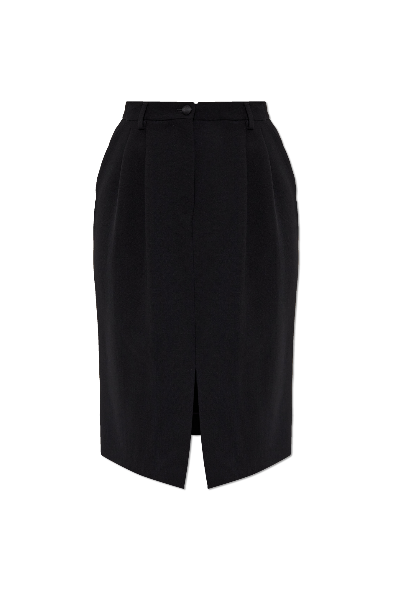 Dolce & Gabbana Wełniana Spódnica Z Rozcięciem Z Przodu, Kobiety, Czarny