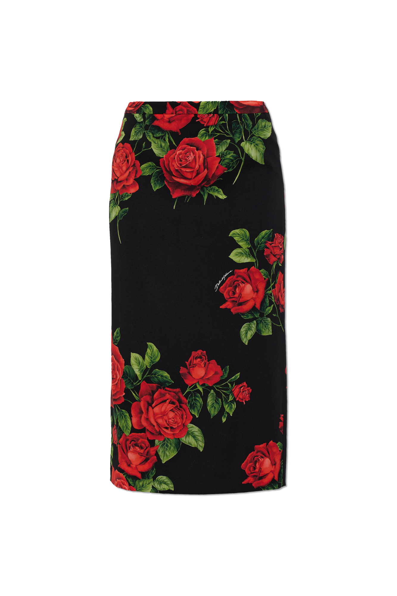 Dolce & Gabbana Jedwabna Spódnica Z Motywem Kwiatowy, Kobiety, Czarny
