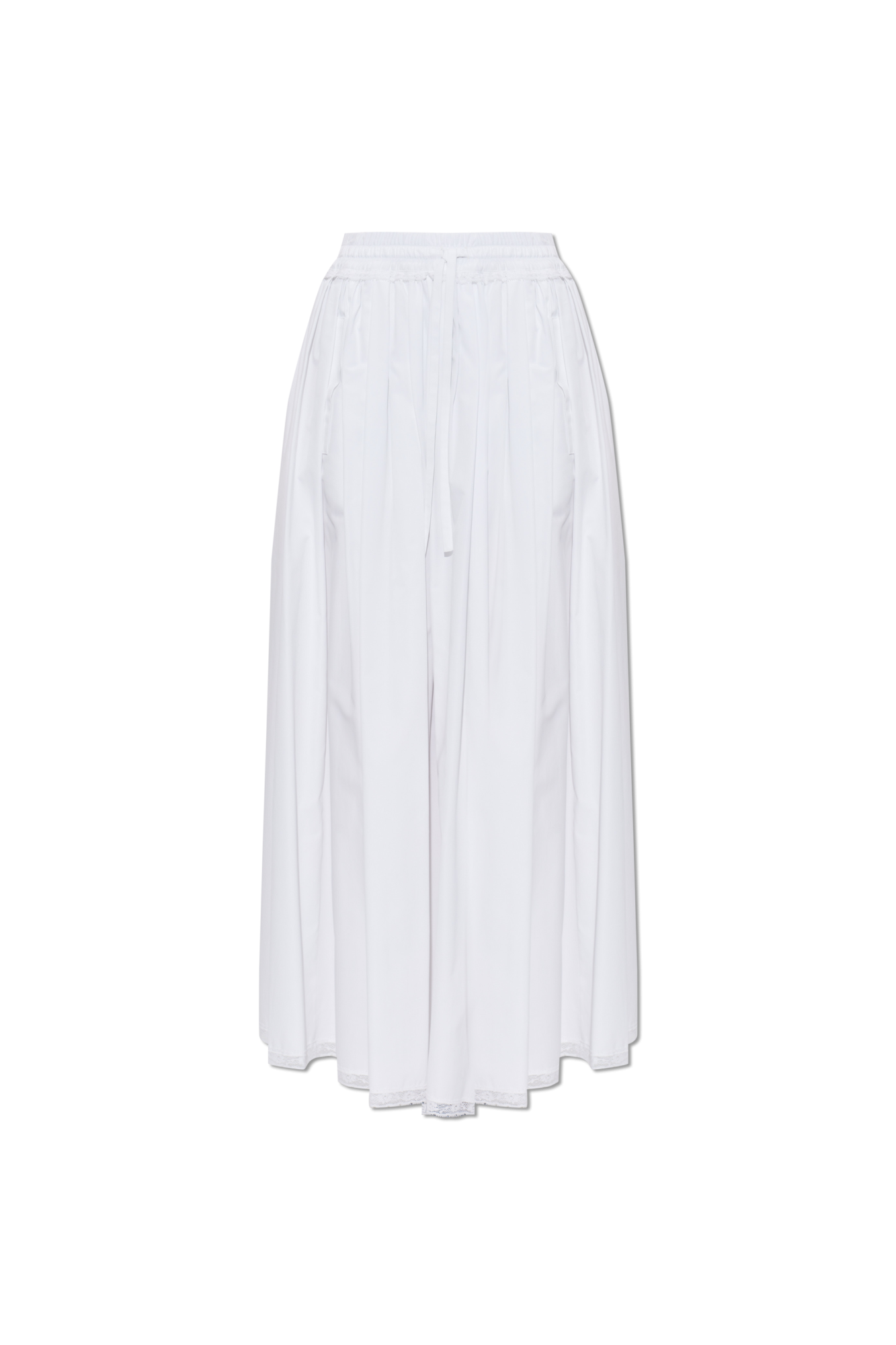 Dolce & Gabbana Bawełniana Spódnica Z Koronkowymi Wstawkami, Kobiety, Biały