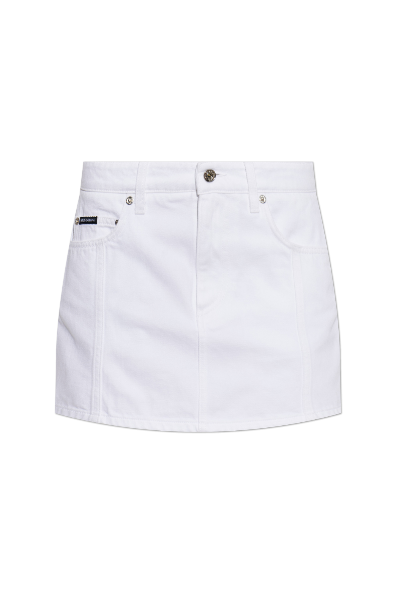 Dolce & Gabbana Krótka Jeansowa Spódnica, Kobiety, Biały