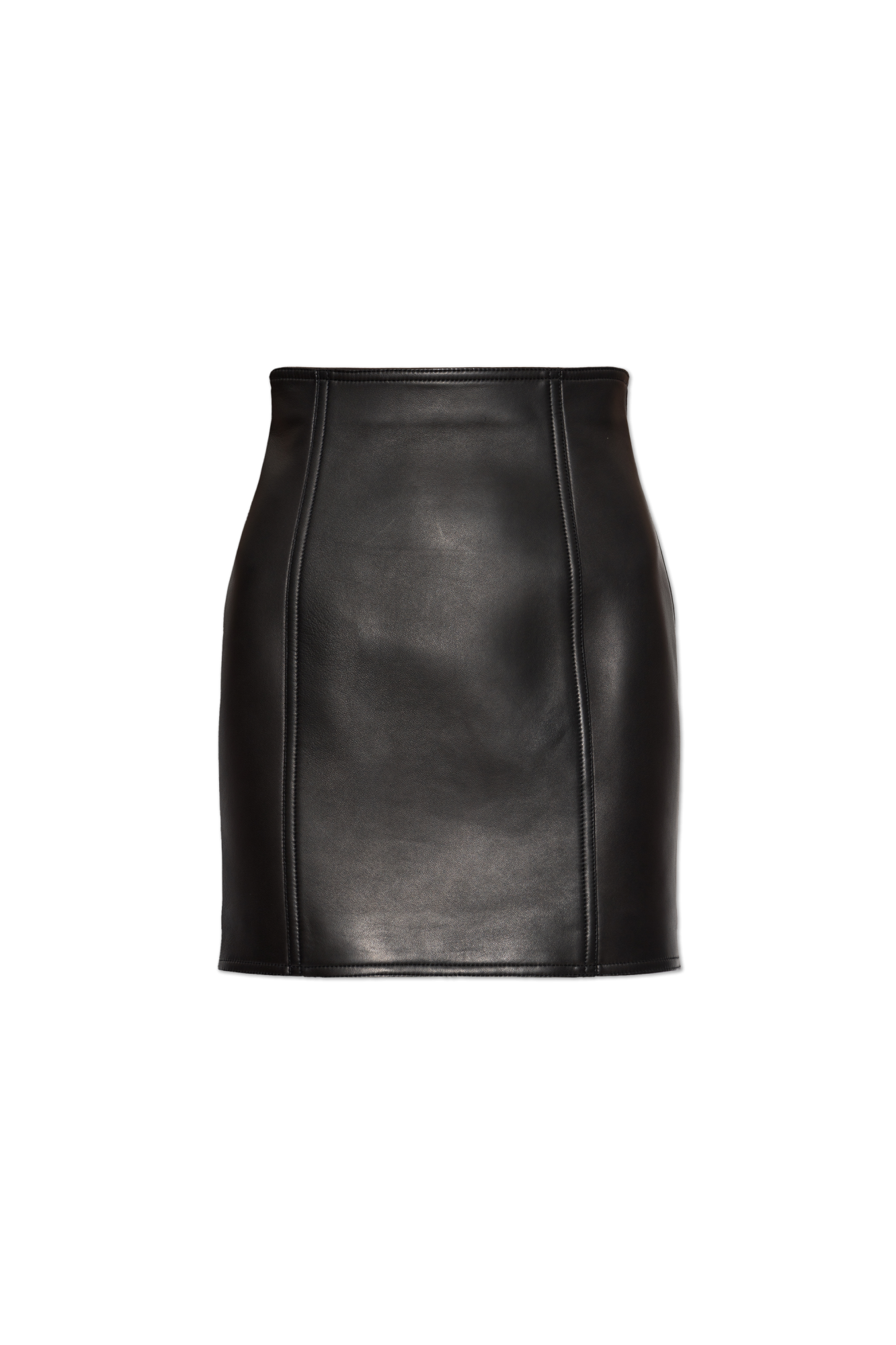 Balmain Krótka Skórzana Spódnica, Kobiety, Czarny